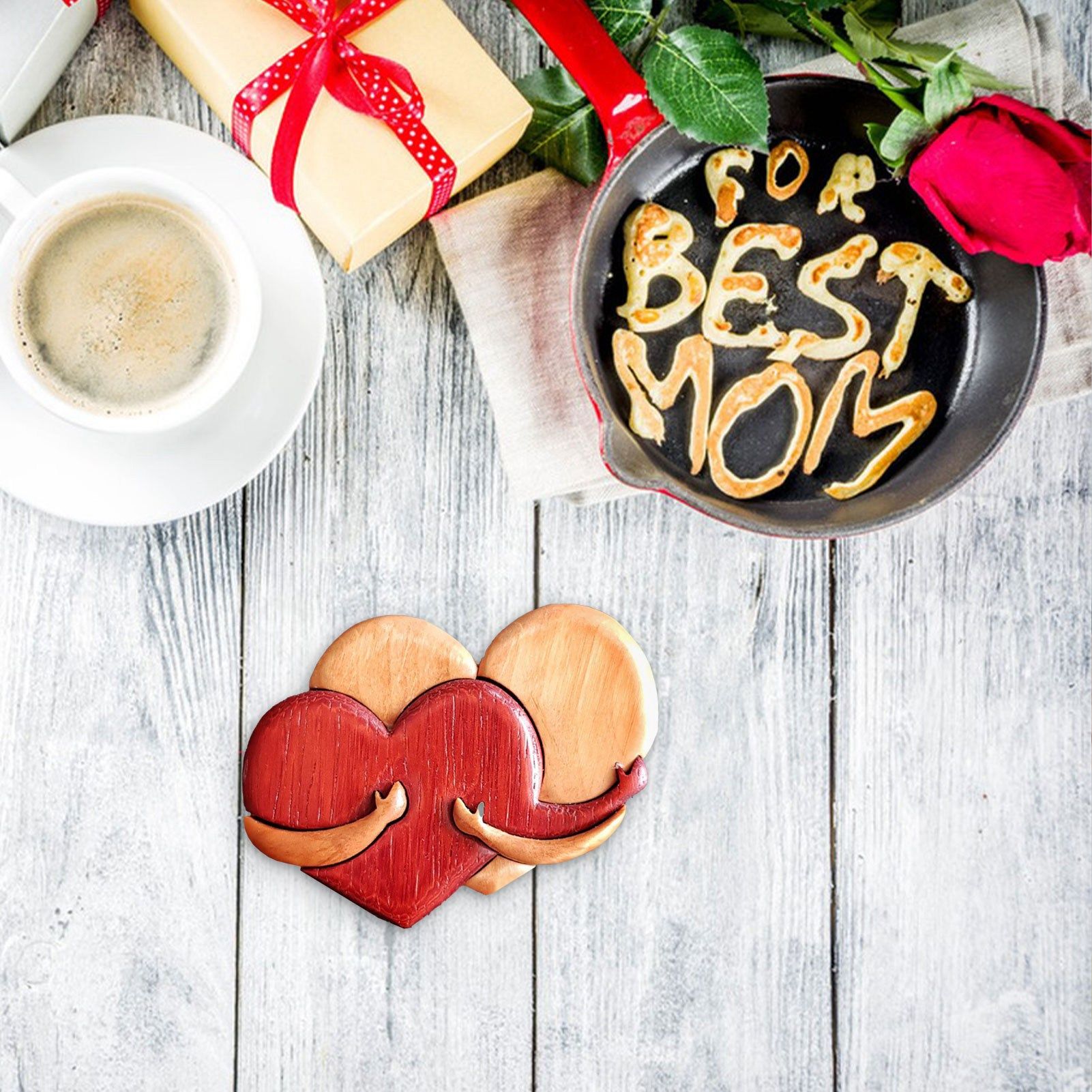 Wooden Heart Decorative Ornament Heart Shaped Craft Pendant Gift For Mother's view 4