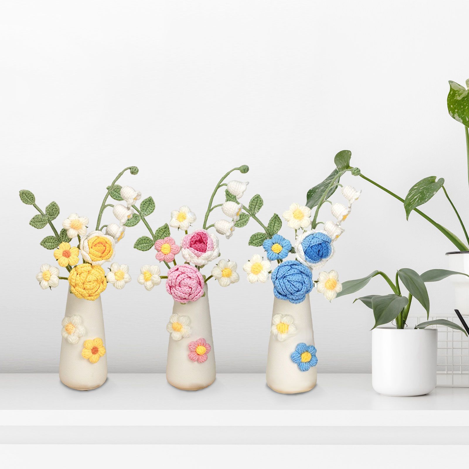 Simulation Woolen Flower Handmade Knitting Artificial Flower Crochet Knitted view 9