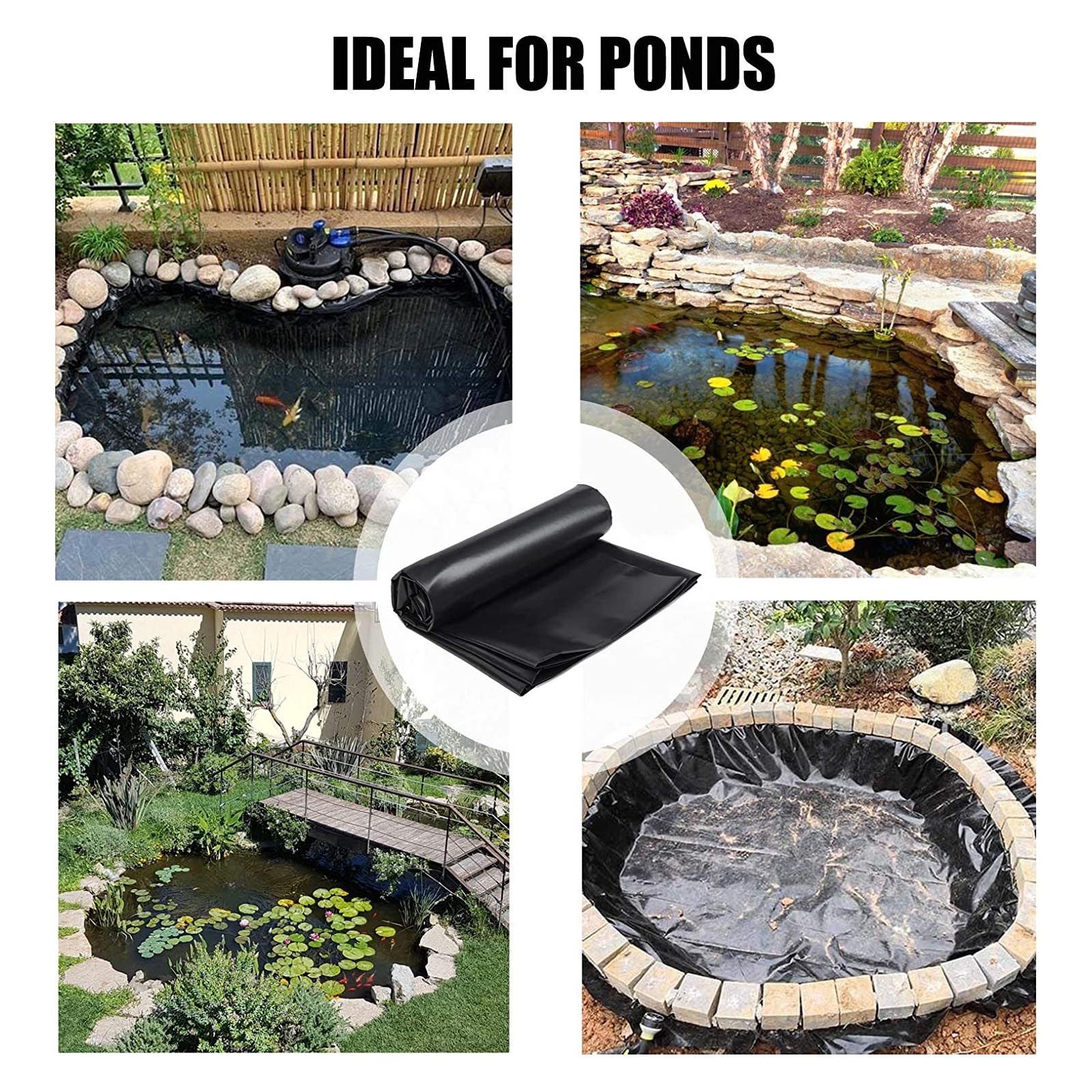 Black Pond Liner PE Durable Pond Liner for Waterfall Fish Ponds Garden Fountain view 13