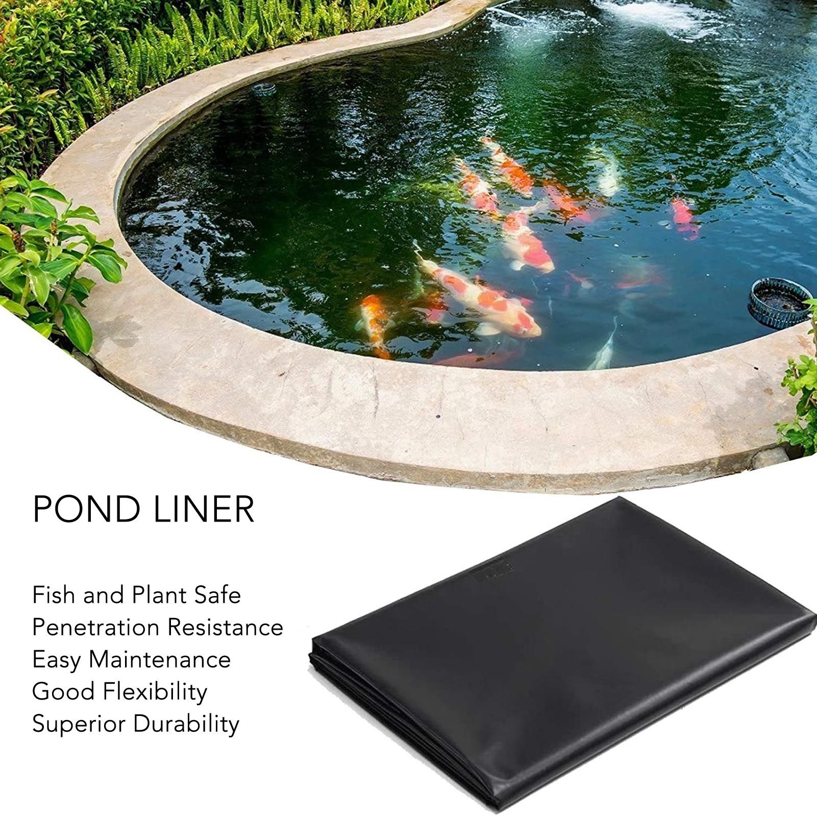 Black Pond Liner PE Durable Pond Liner for Waterfall Fish Ponds Garden Fountain view 15