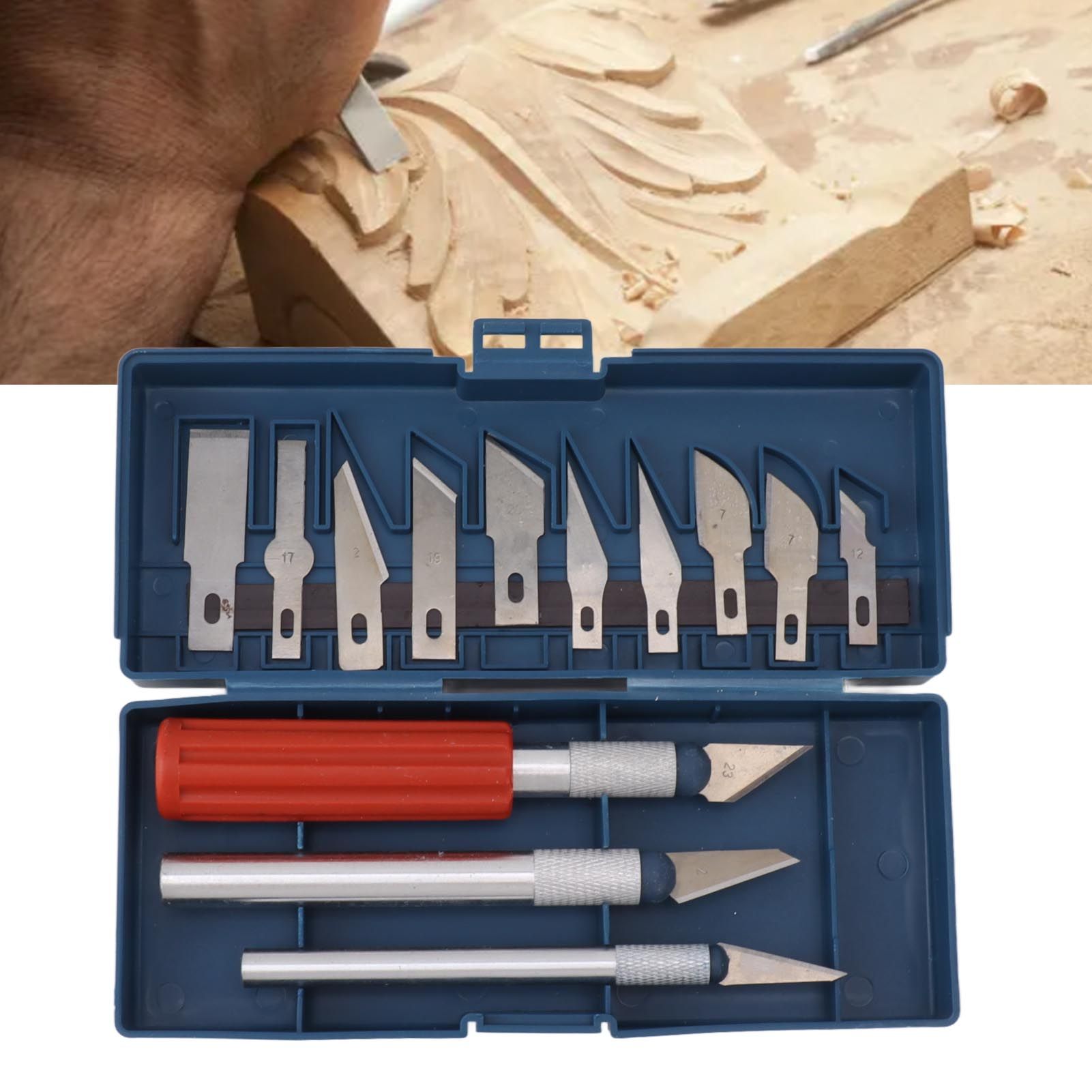 13Pcs Carving Chisel Set Steel Hand Hold Woodworking Whittling Cutter Portable view 11