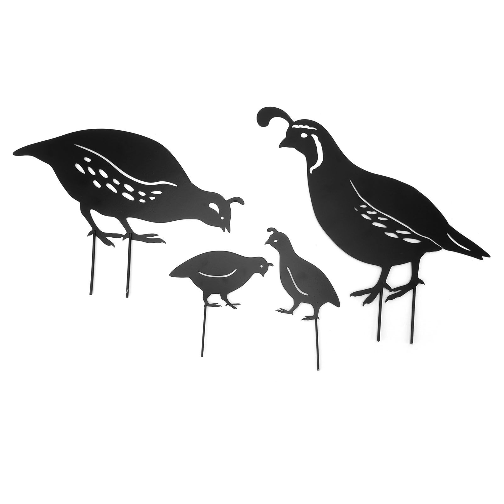 4pcs Outdoor Quail Family Yard Decor Innovative Iron Art Hand Crafted Metal