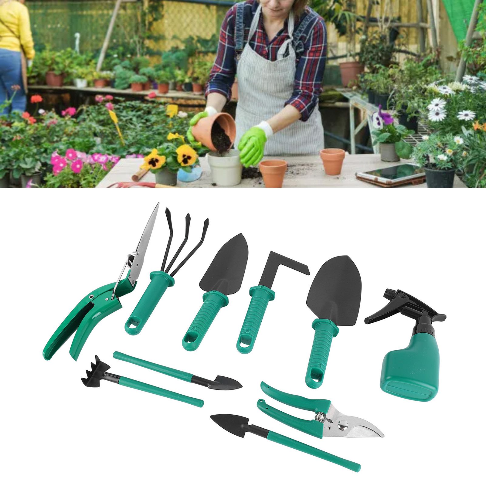 Gardening Garden Tools 10 Piece Set Scissors Spades Shovels Spray Cans view 12