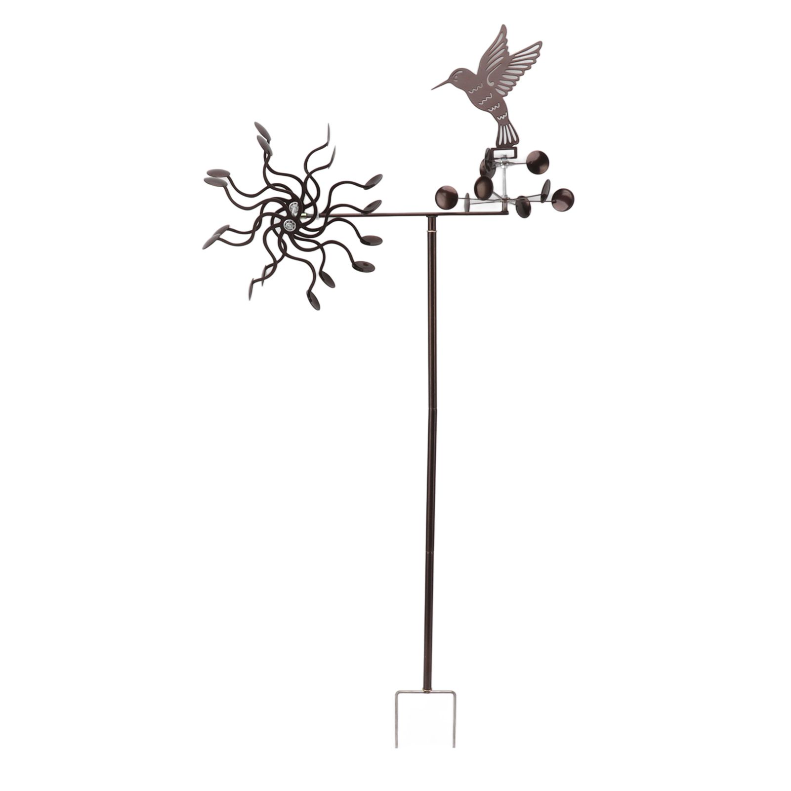 Wind Spinners Iron Hummingbird Metal Windmill Wind Sculpture for Outdoor Lawn — image 1