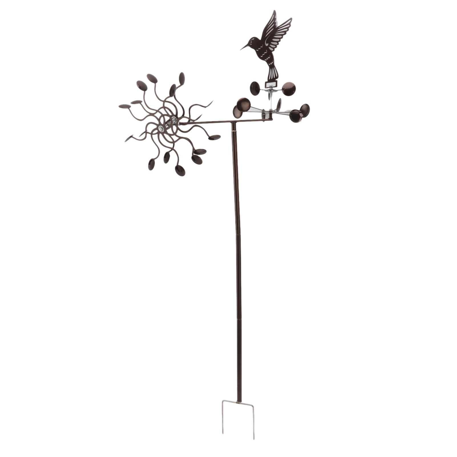 Wind Spinners Iron Hummingbird Metal Windmill Wind Sculpture for Outdoor Lawn view 3