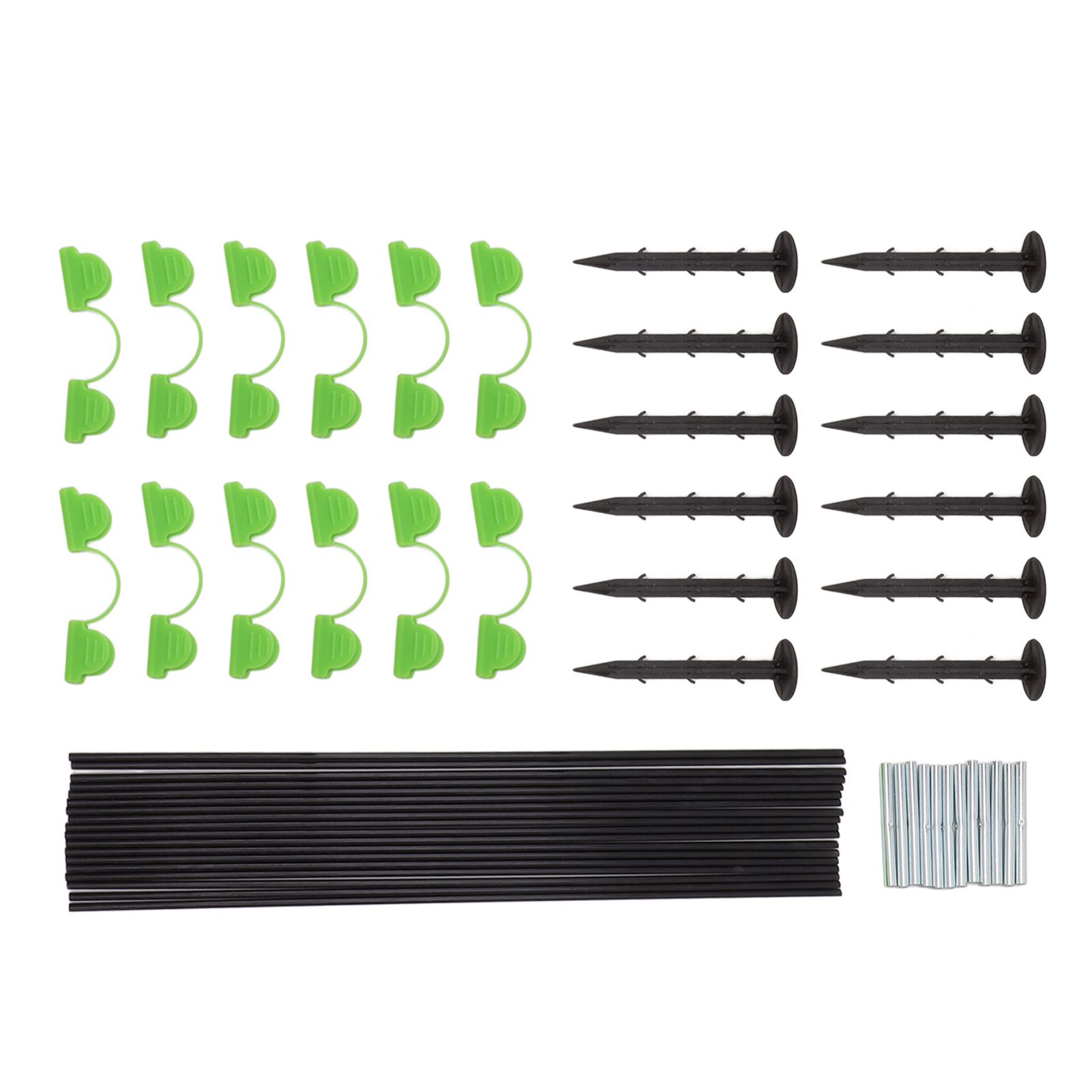 18 Fiberglass Rods 12 Connecting Pipes 12 Clips 12 Garden Stakes for view 2