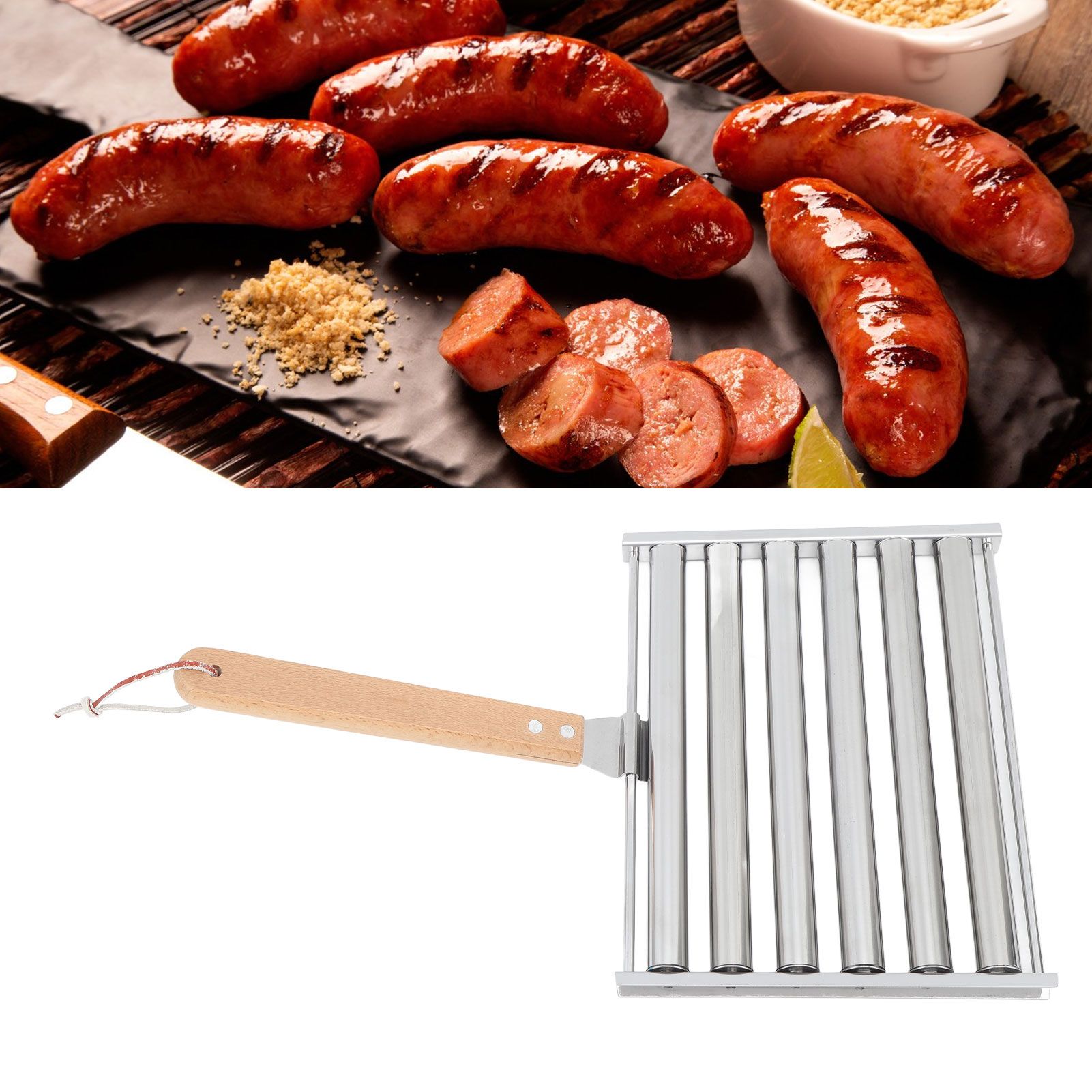 Detachable Stainless Steel Hot Dog Sausage Roller Rack Steamer With Extra Long view 12
