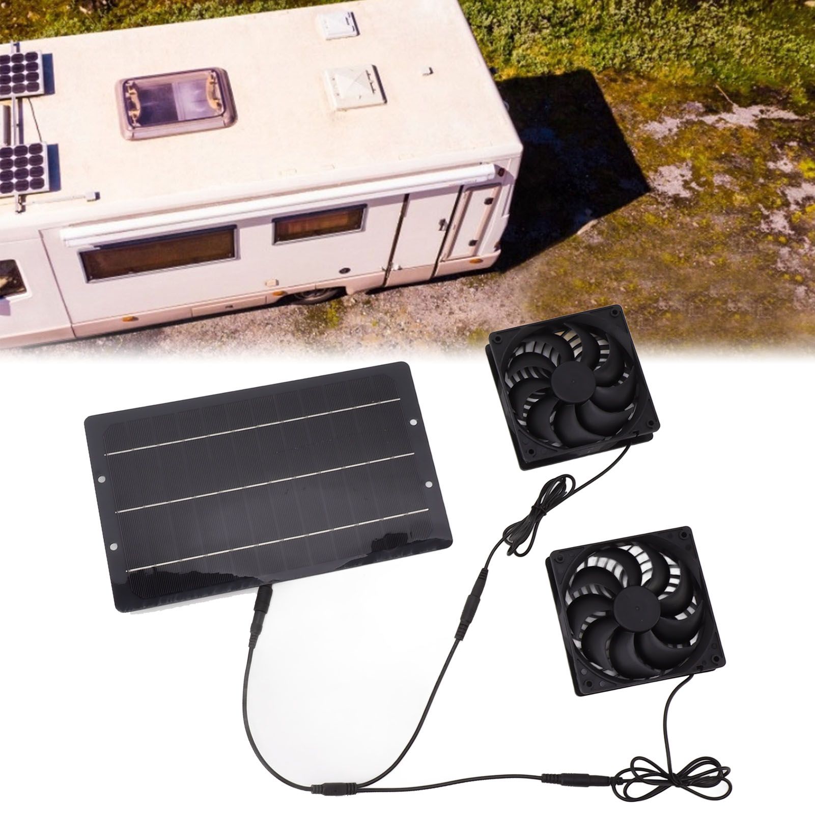 10W Solar Panel Fan Kit Weatherproof Solar Powered Dual Exhaust Fan Wall view 11