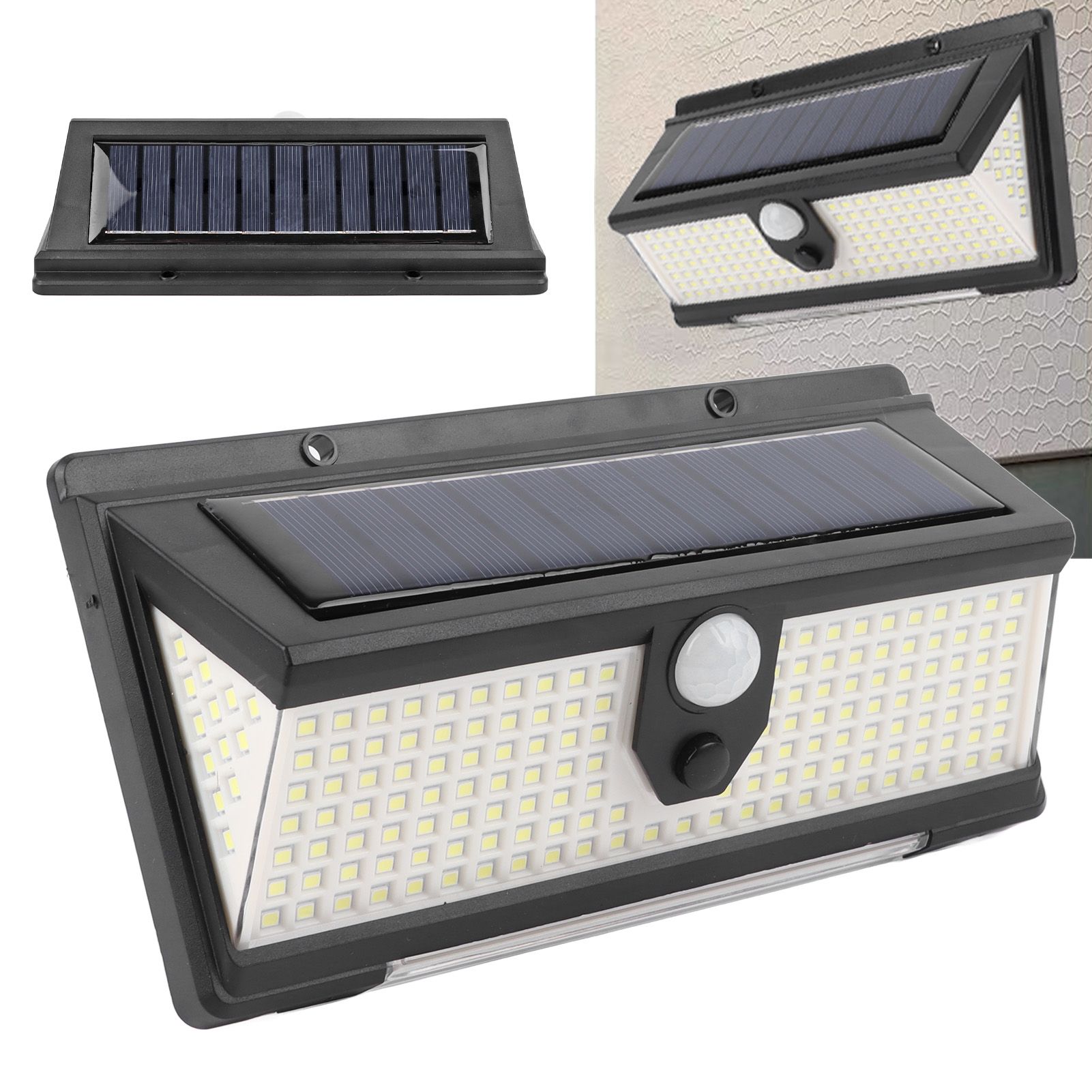 Solar Sensor Wall Light 3 Lighting Modes Human Body Induction Waterproof Solar view 12