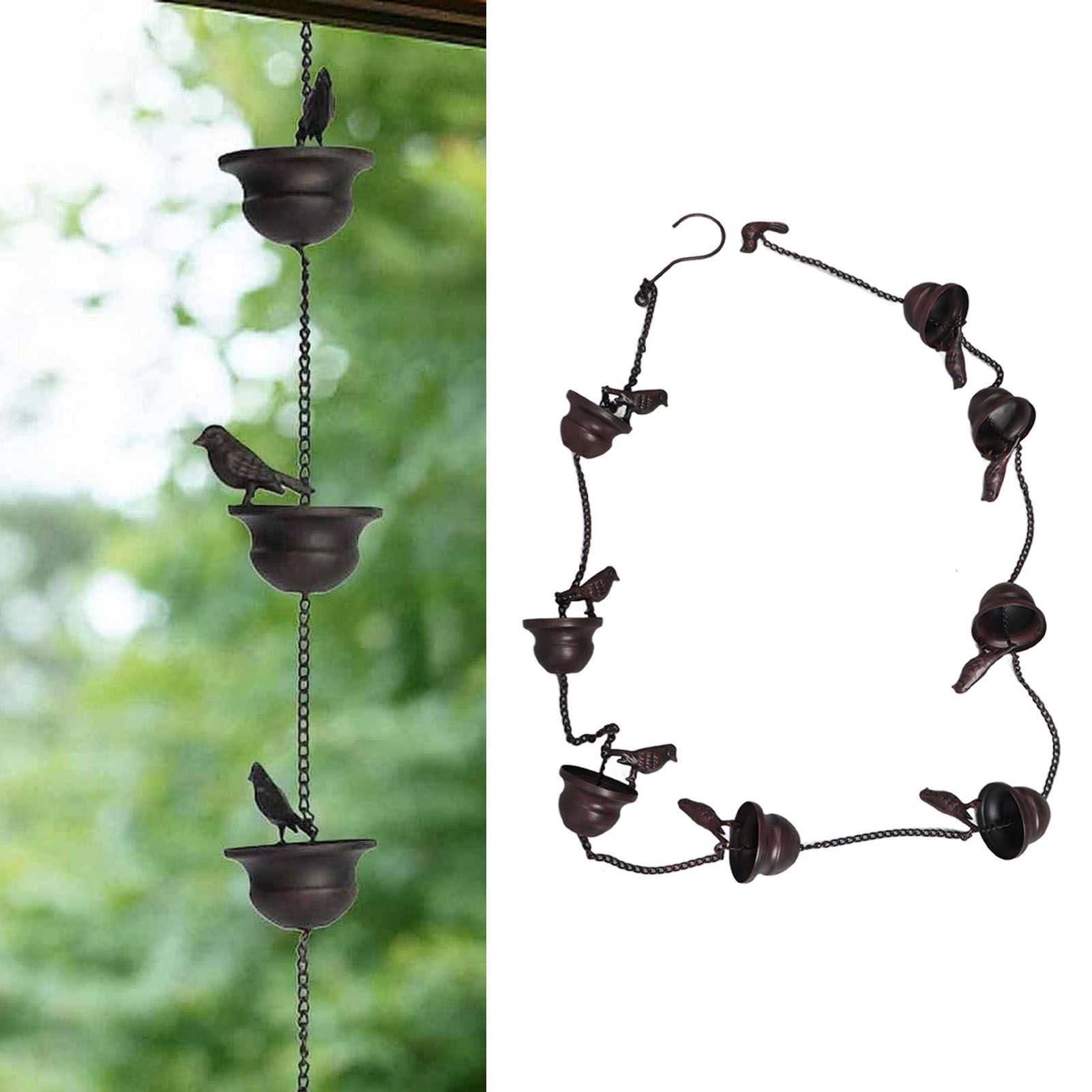 Rain Chain Outdoor Mobile Birds Cup Rain Chain Decorative Replacement for view 11