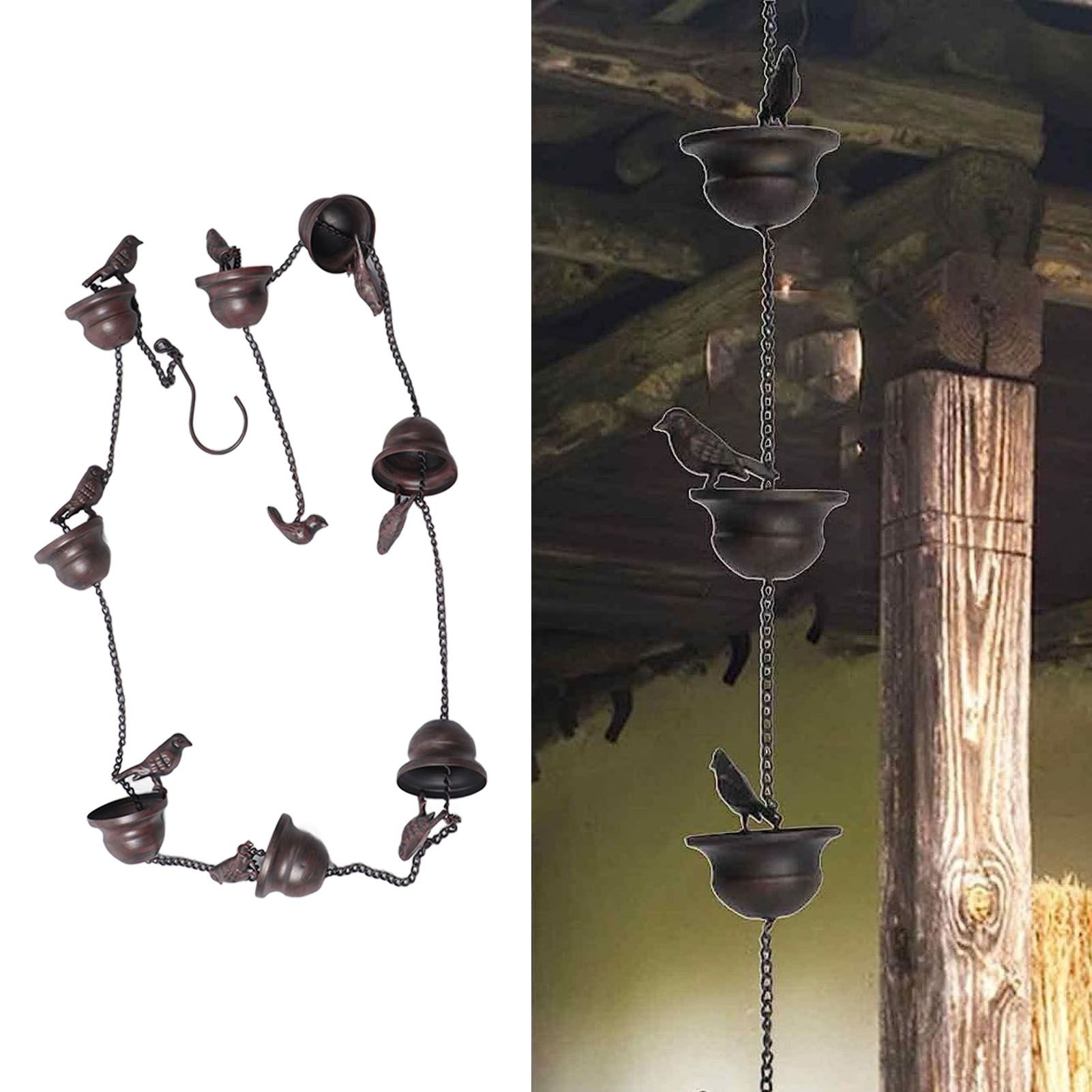 Rain Chain Outdoor Mobile Birds Cup Rain Chain Decorative Replacement for view 12