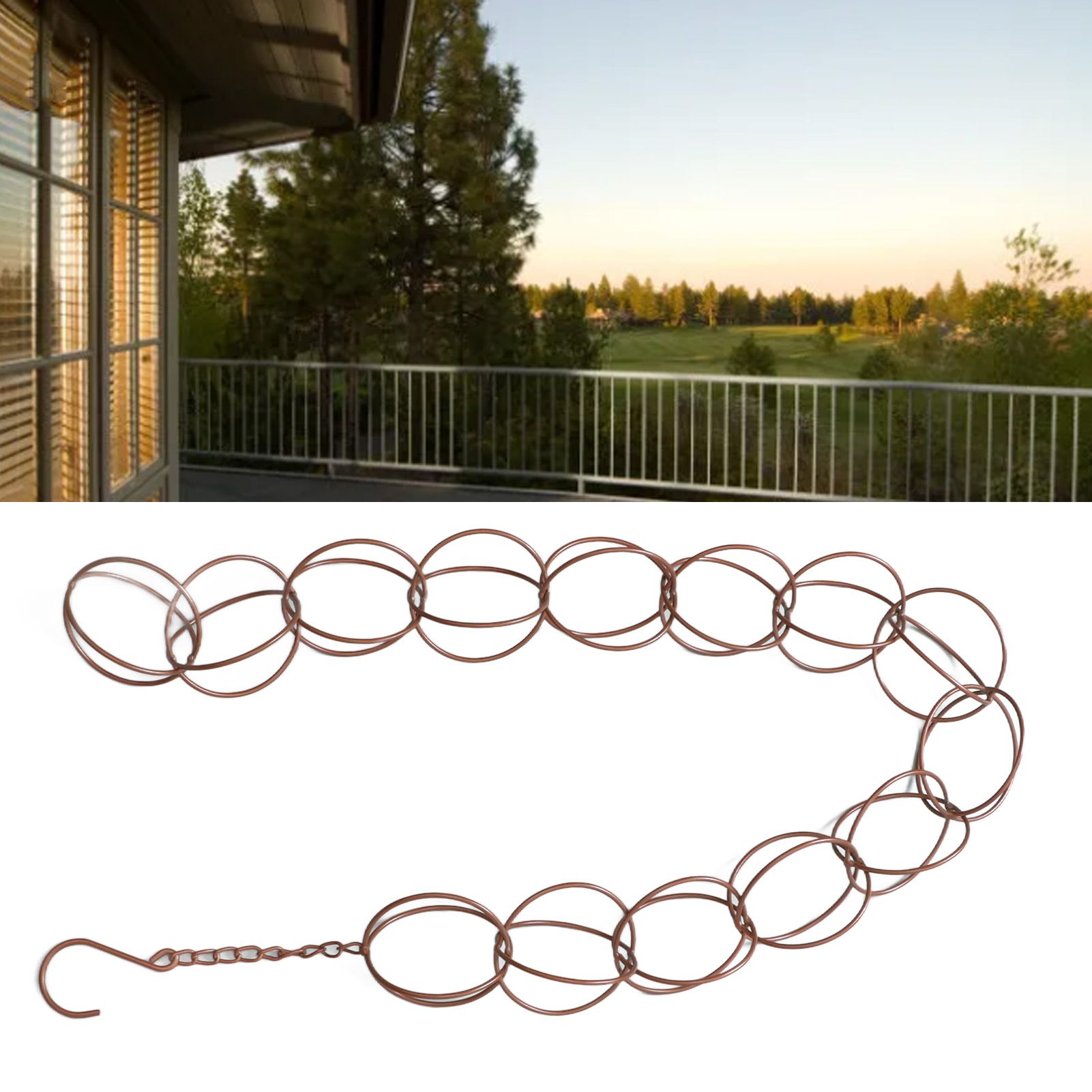 Metal Rain Chain Drainage Function Decorative Ring Wind Chime with Hook for view 12