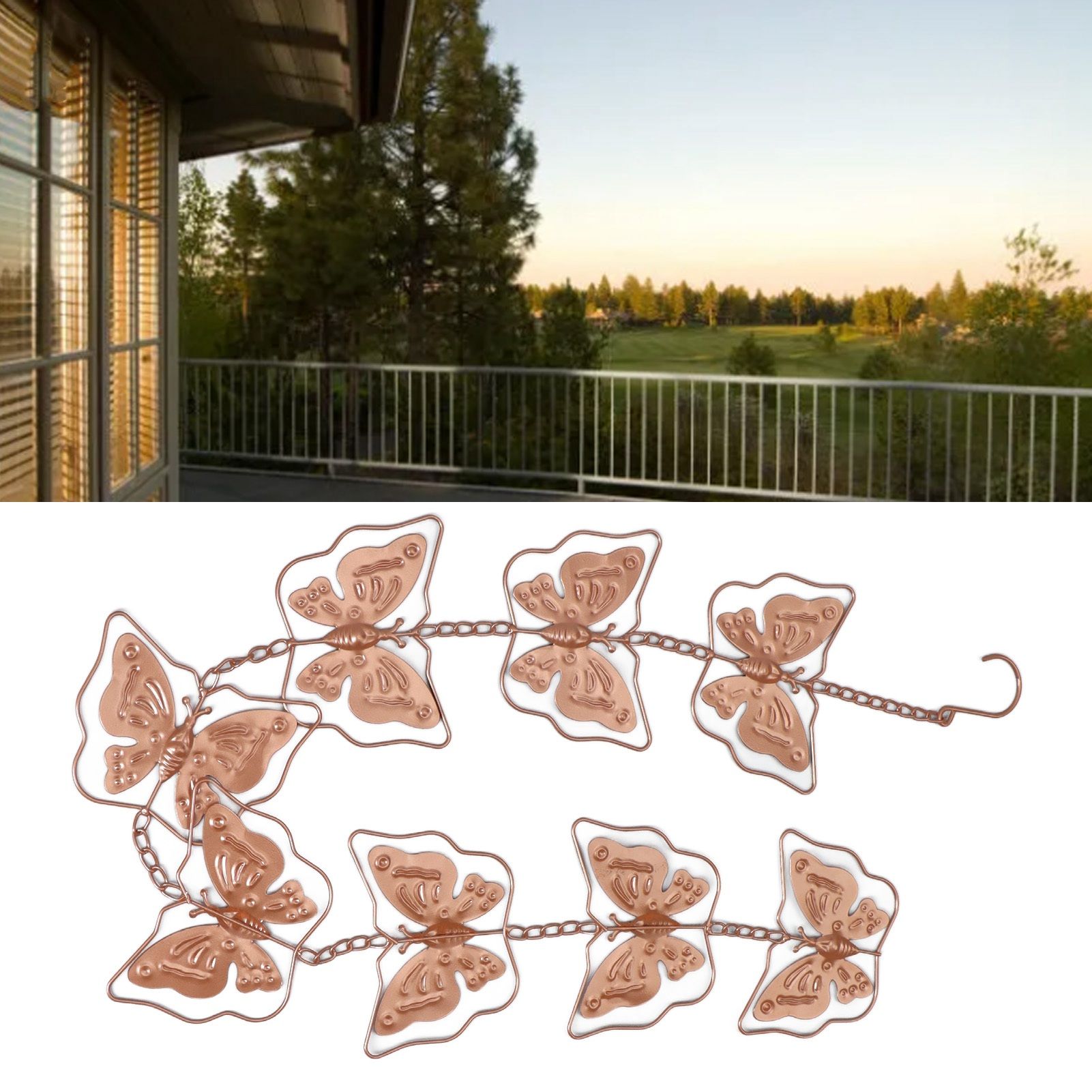 Butterfly Rain Chain Metal Outdoor Decorative Downspout Hanging Drainage Rain view 11