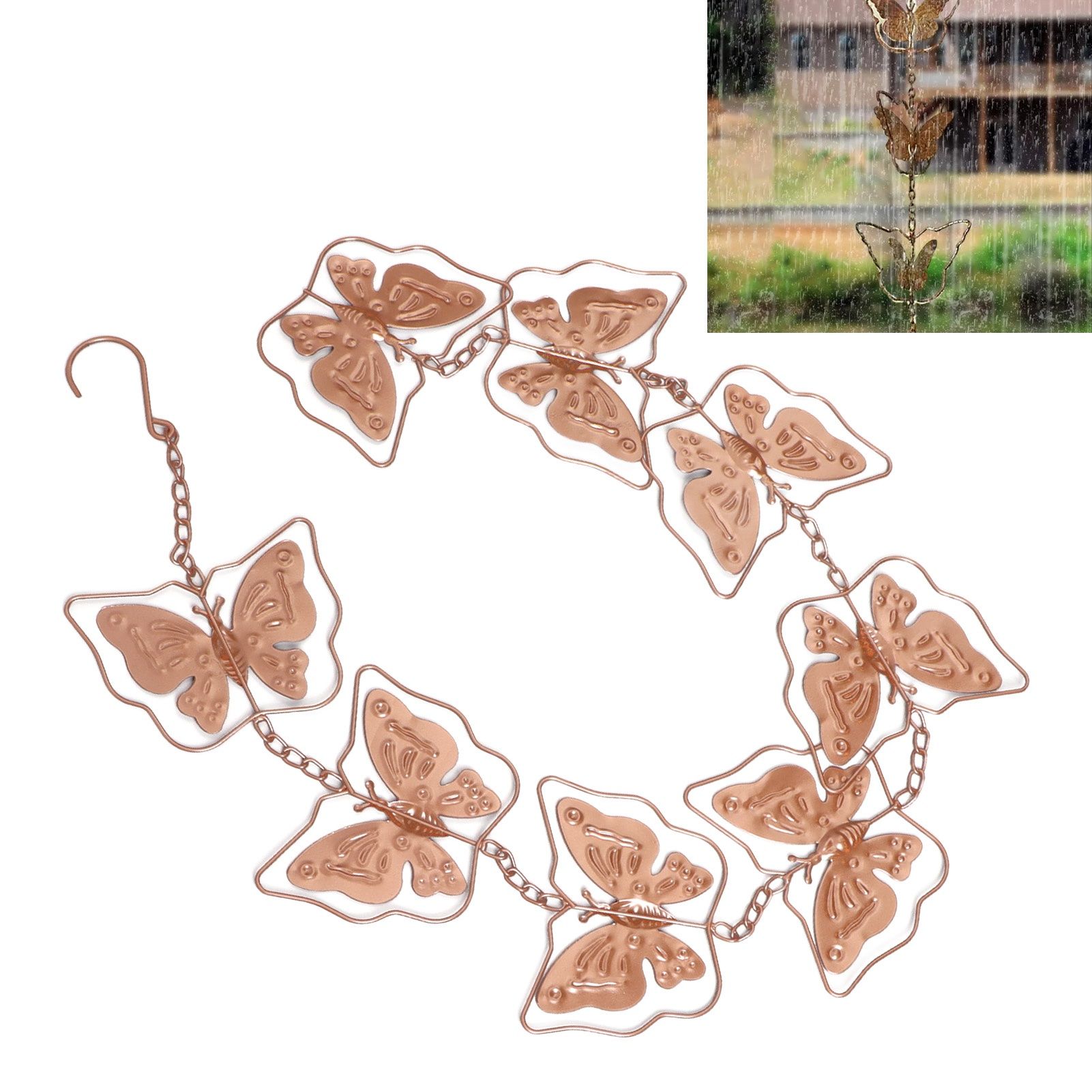 Butterfly Rain Chain Metal Outdoor Decorative Downspout Hanging Drainage Rain view 12