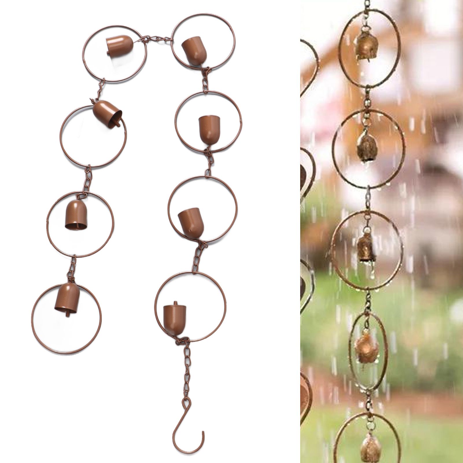 Hanging Rain Chime Metal Beautiful Sound Decorative Bell Shaped Rain Chain for view 11