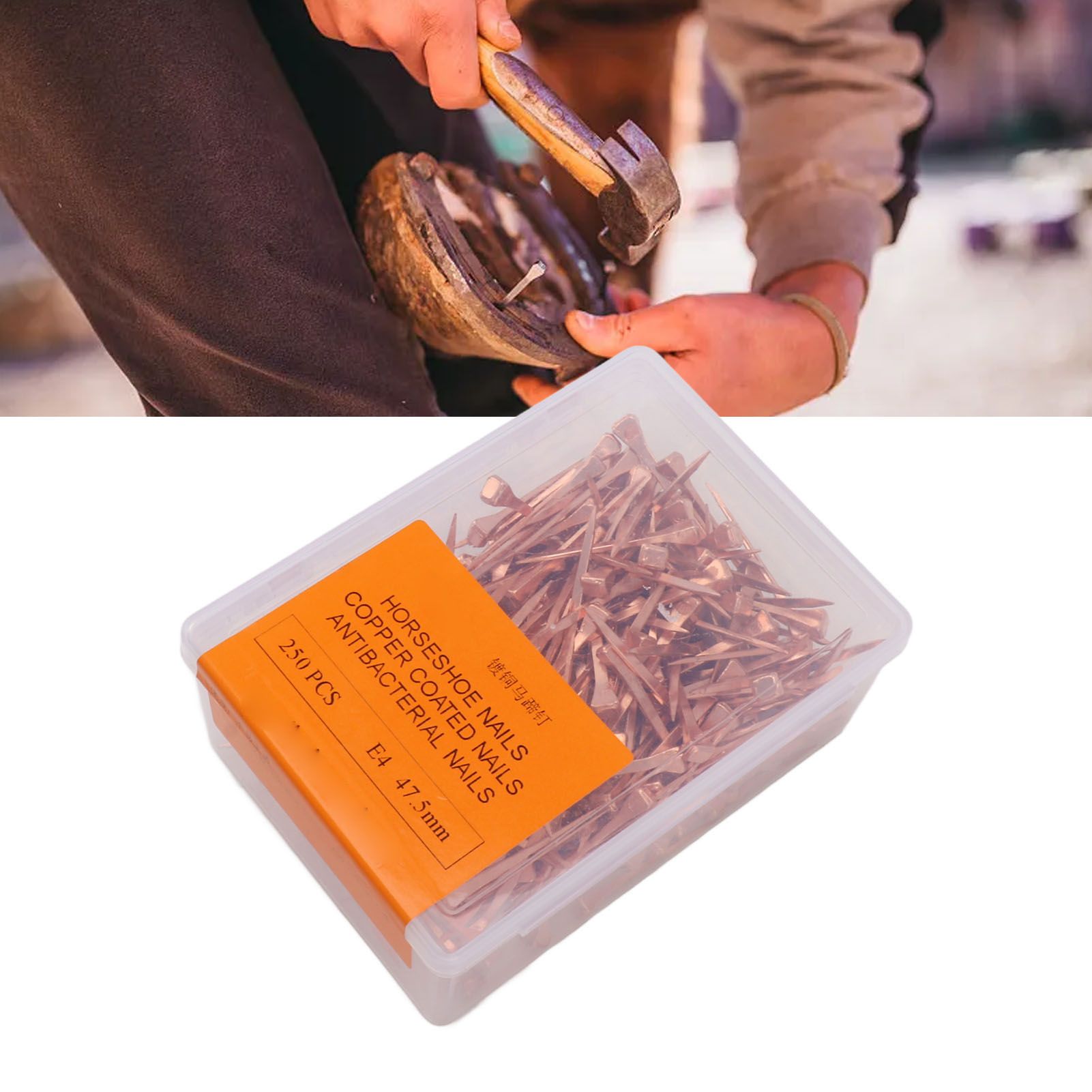 250Pcs Horseshoe Nails Copper Plated Rustproof Equestrian Riding Equipment Pet view 12