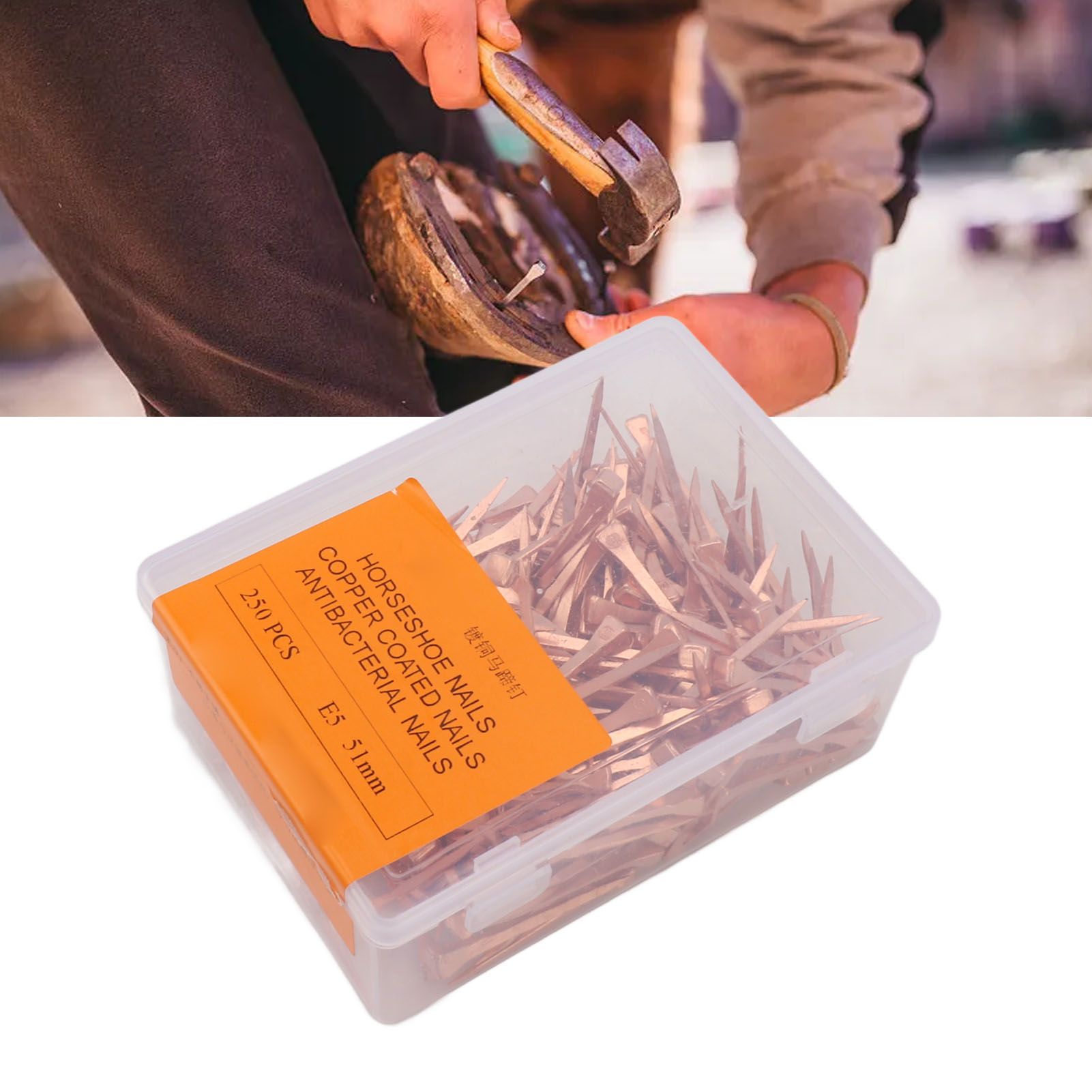 250Pcs Horseshoe Nails Copper Plated Rustproof Equestrian Riding Equipment Pet view 12