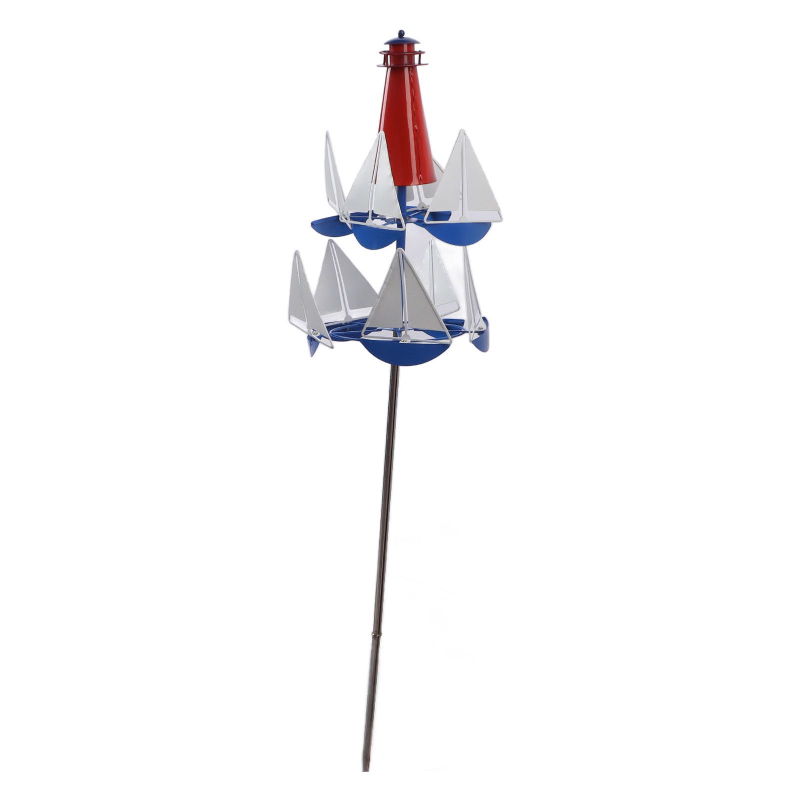 Sailboat Windmills Metal Bright Colors Lighthouse Sailboat Decoration Art Wind view 2