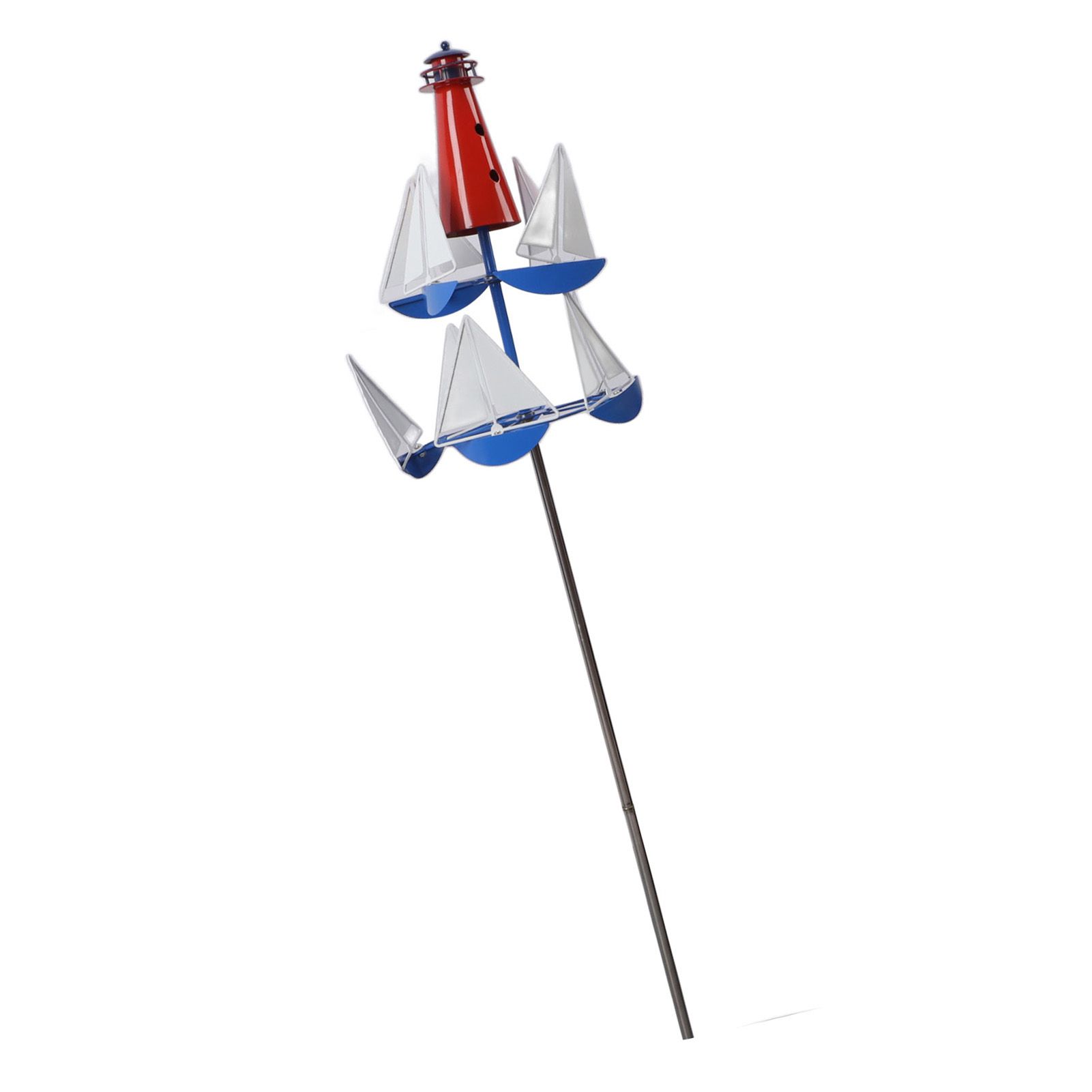 Sailboat Windmills Metal Bright Colors Lighthouse Sailboat Decoration Art Wind view 10