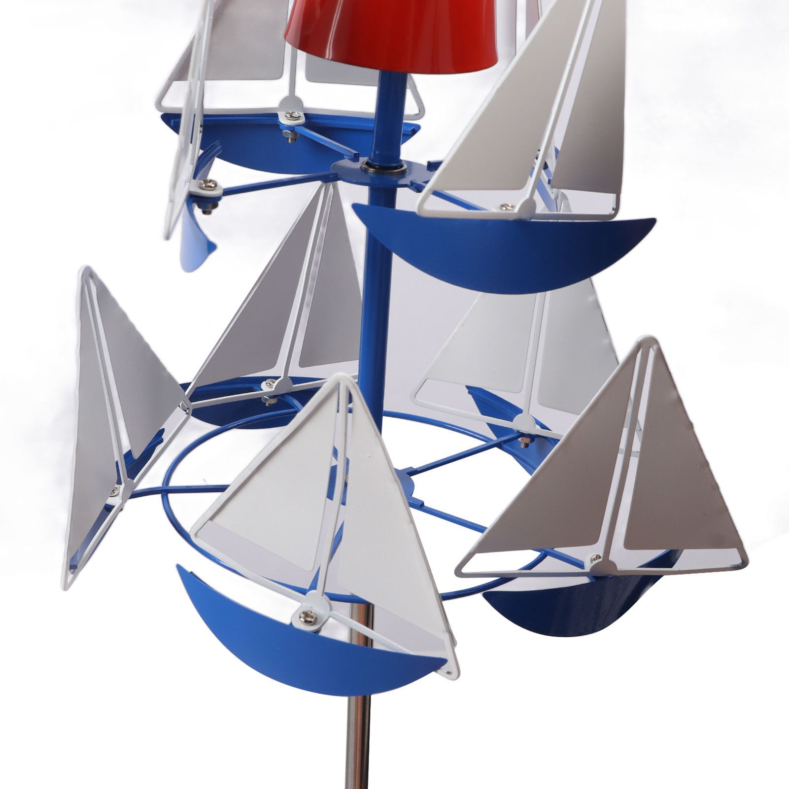 Sailboat Windmills Metal Bright Colors Lighthouse Sailboat Decoration Art Wind view 14