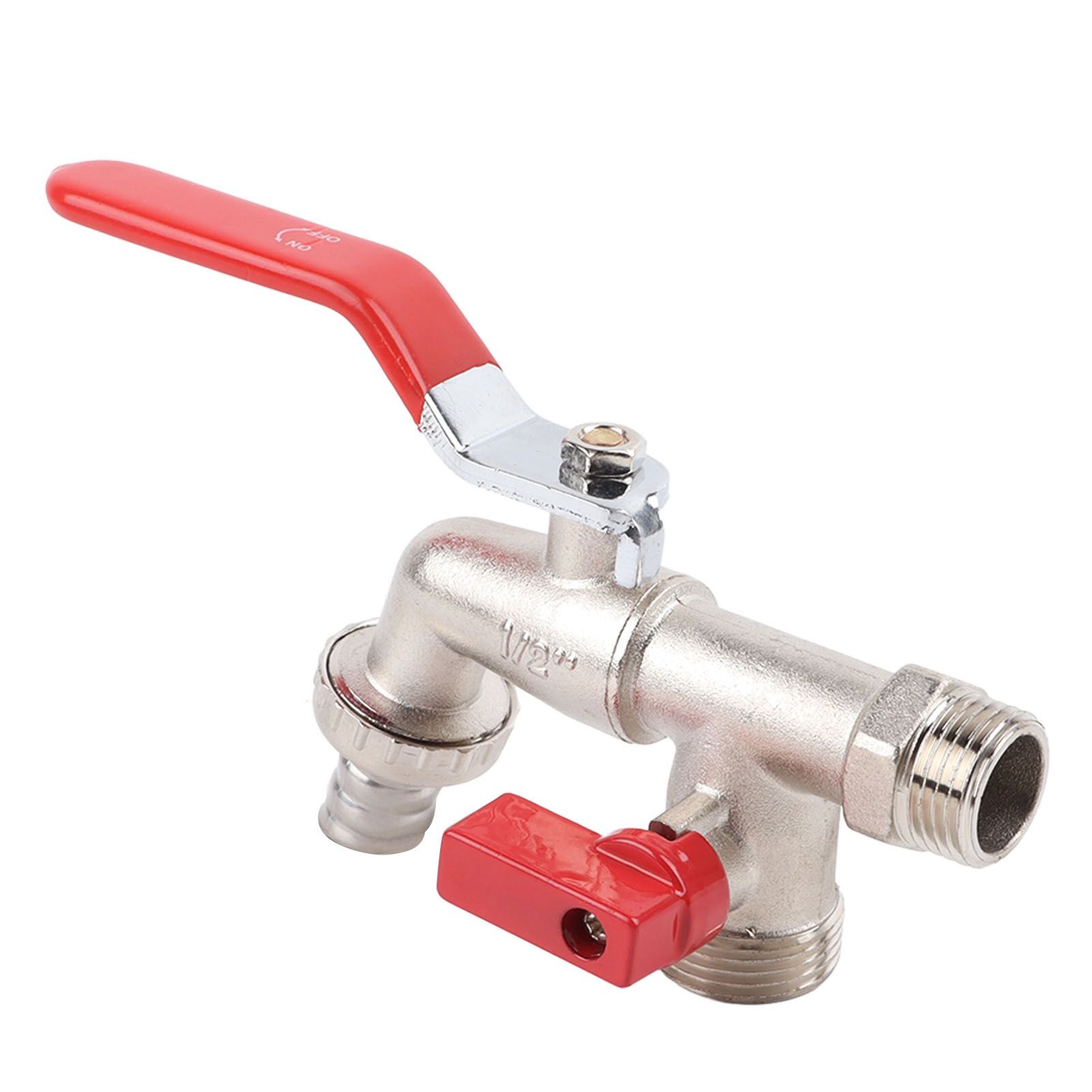 Double Valve Faucet Washing Machine Hose Valve Zinc Alloy Electroplate 1 in 2 — image 1