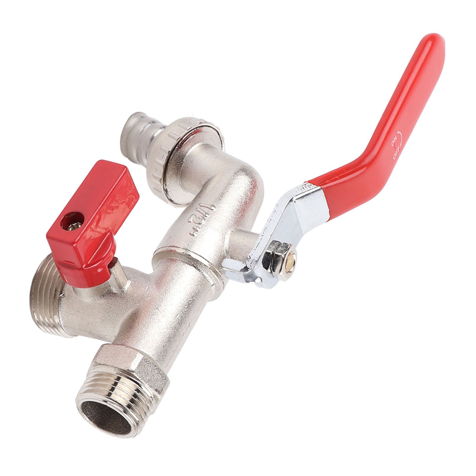 Double Valve Faucet Washing Machine Hose Valve Zinc Alloy Electroplate 1 in 2 view 2