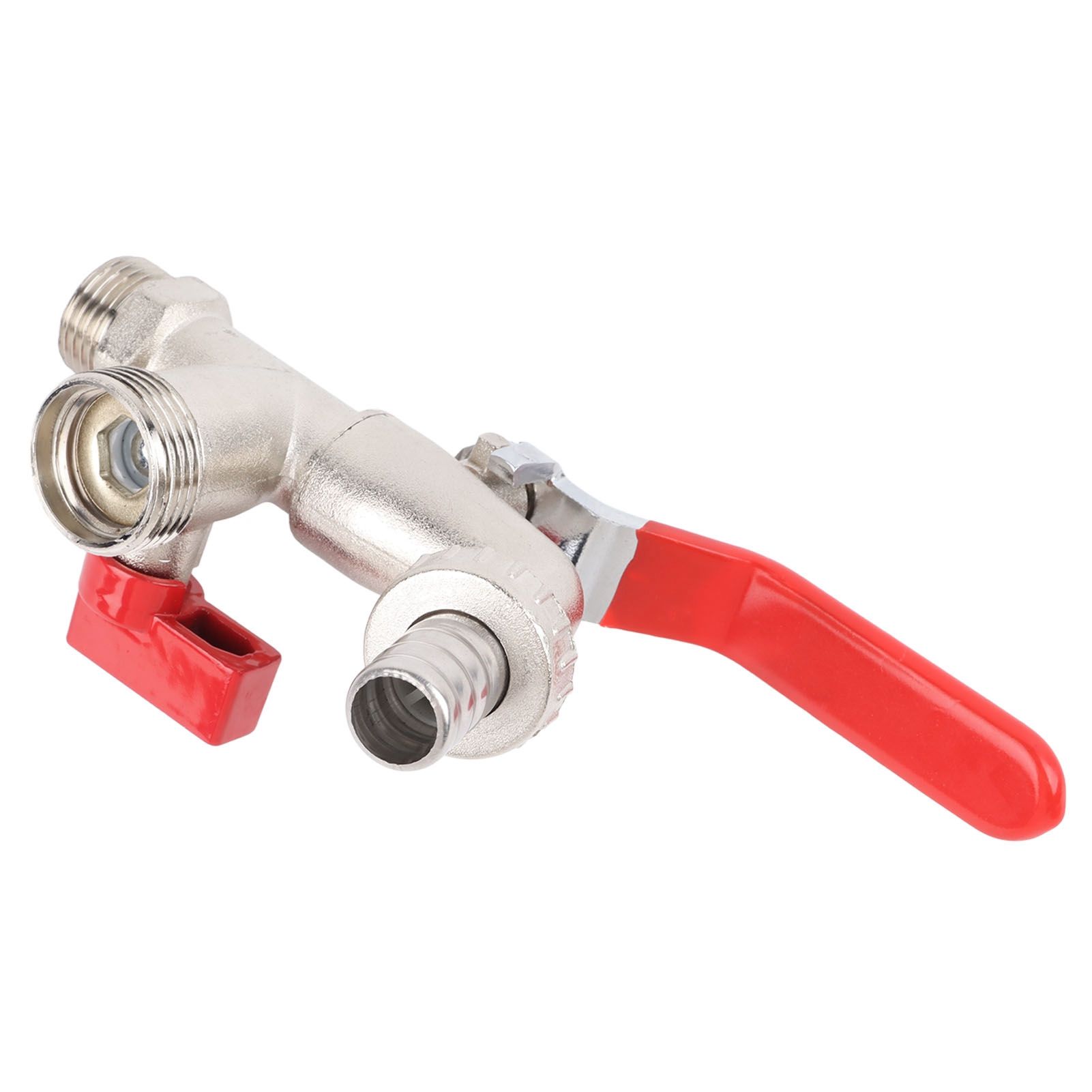 Double Valve Faucet Washing Machine Hose Valve Zinc Alloy Electroplate 1 in 2 view 3