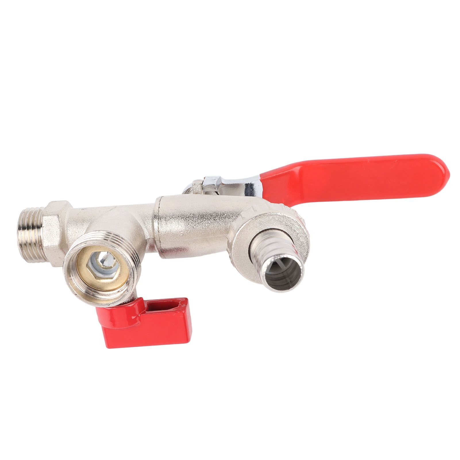 Double Valve Faucet Washing Machine Hose Valve Zinc Alloy Electroplate 1 in 2 view 5