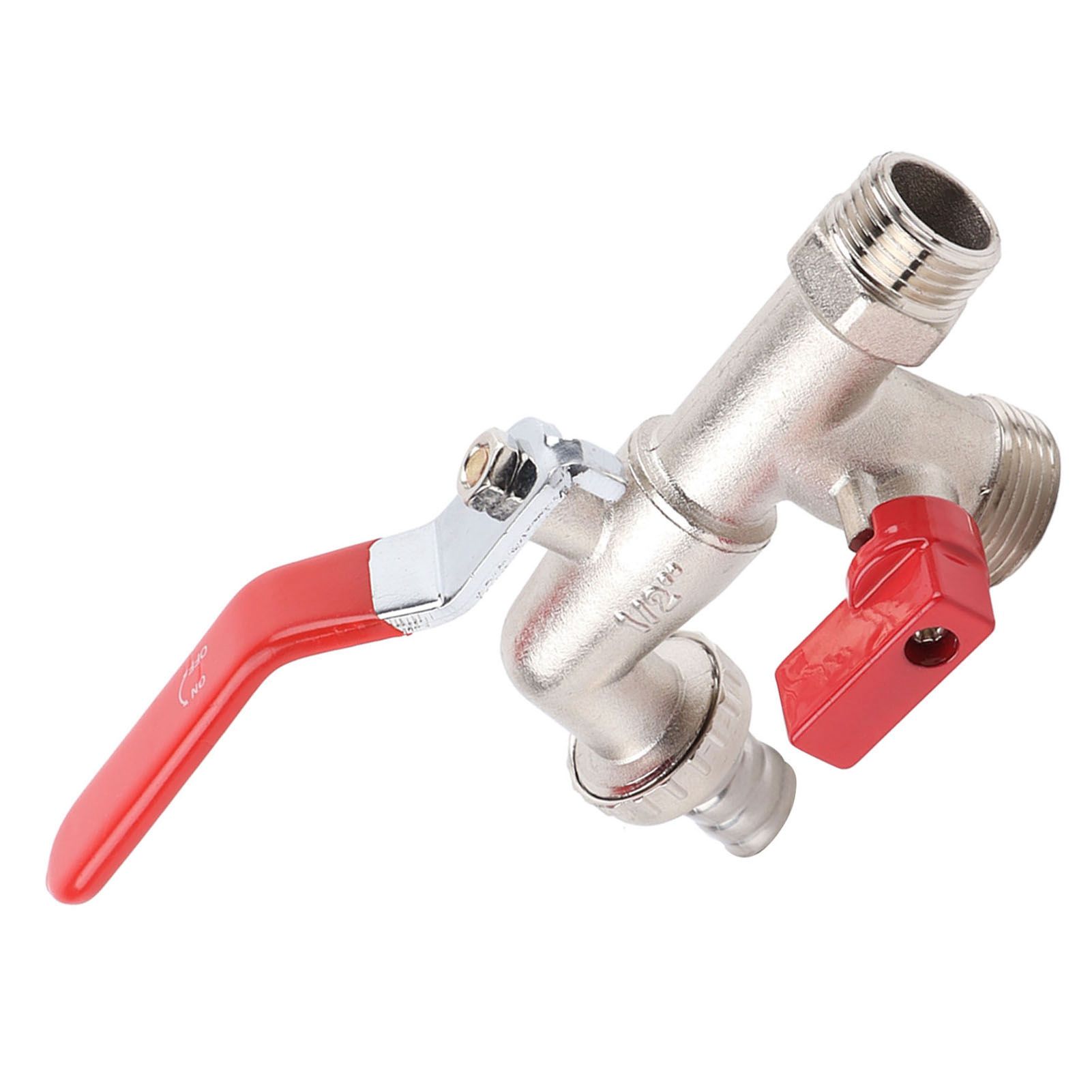 Double Valve Faucet Washing Machine Hose Valve Zinc Alloy Electroplate 1 in 2 view 8