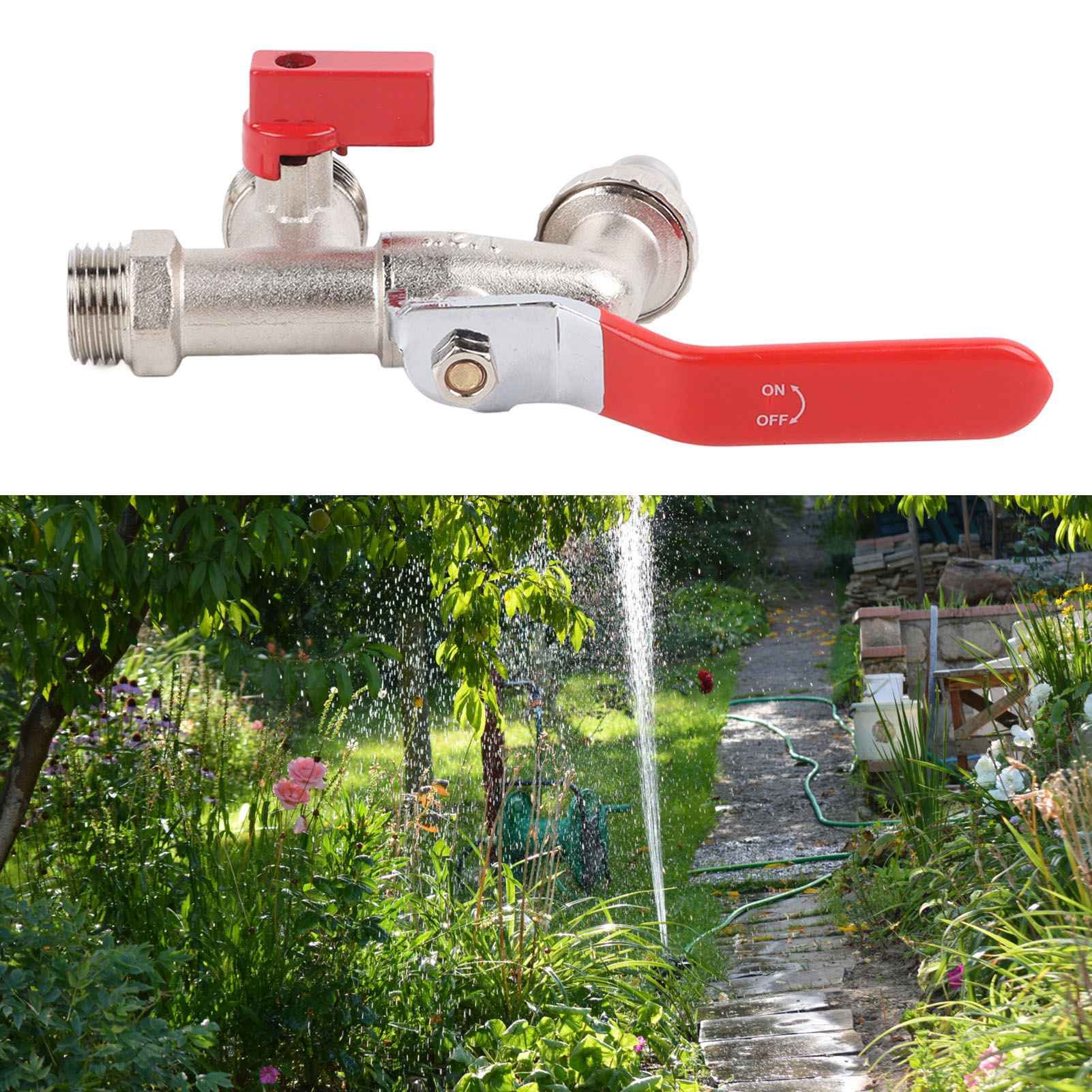Double Valve Faucet Washing Machine Hose Valve Zinc Alloy Electroplate 1 in 2 view 11