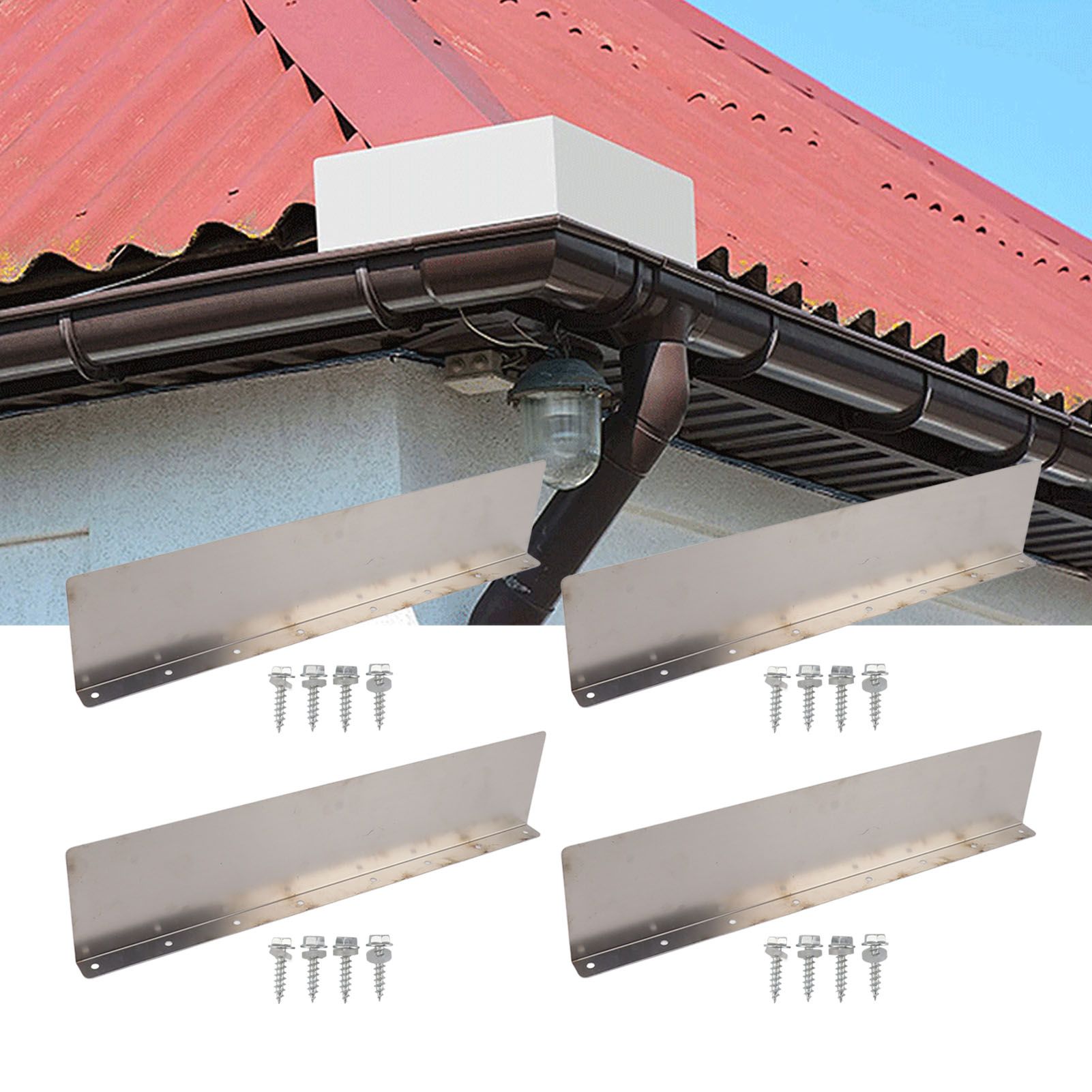 4 Pack Rainwater Valley Gutter Aluminium Rainwater Diverter Splashing Guard view 12