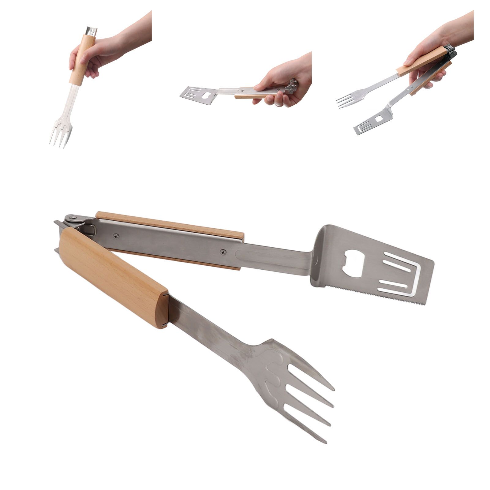 Grill Spatula Fork Tongs Durable Stainless Steel Food Tongs Multifunctional view 11