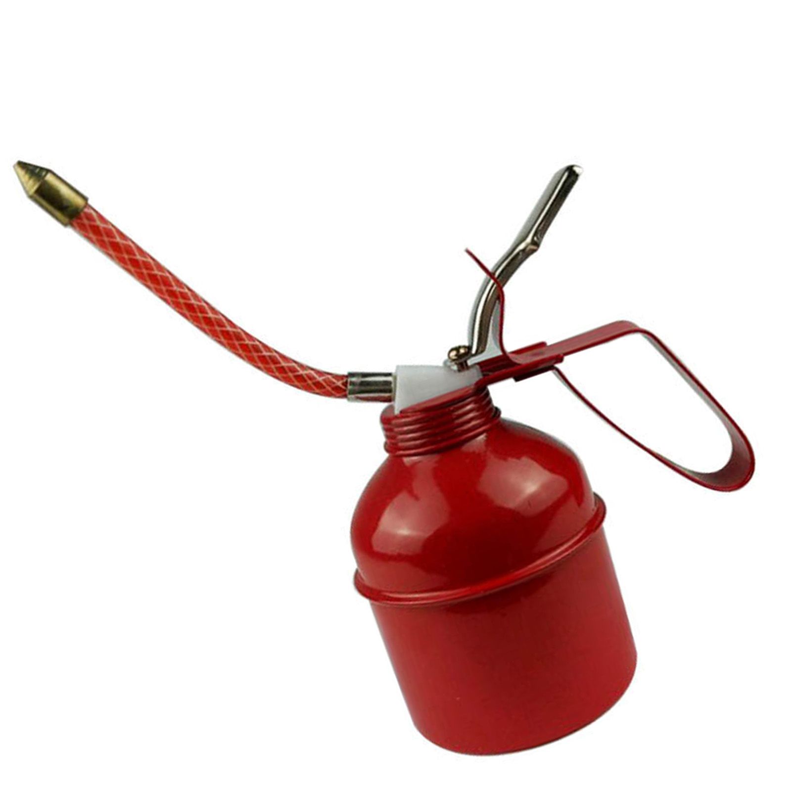 Manual Oiler Can Iron Red Lever Style Lubrication Oiling Can Flexible Hose Oil view 2