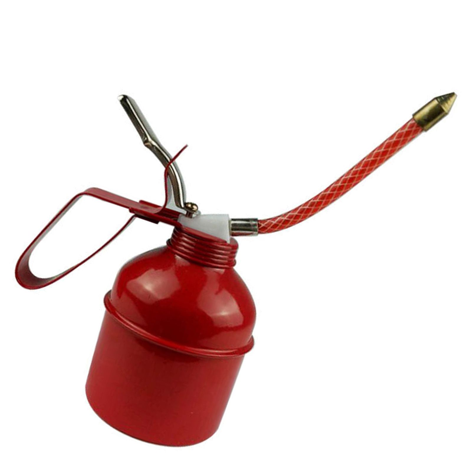 Manual Oiler Can Iron Red Lever Style Lubrication Oiling Can Flexible Hose Oil view 3