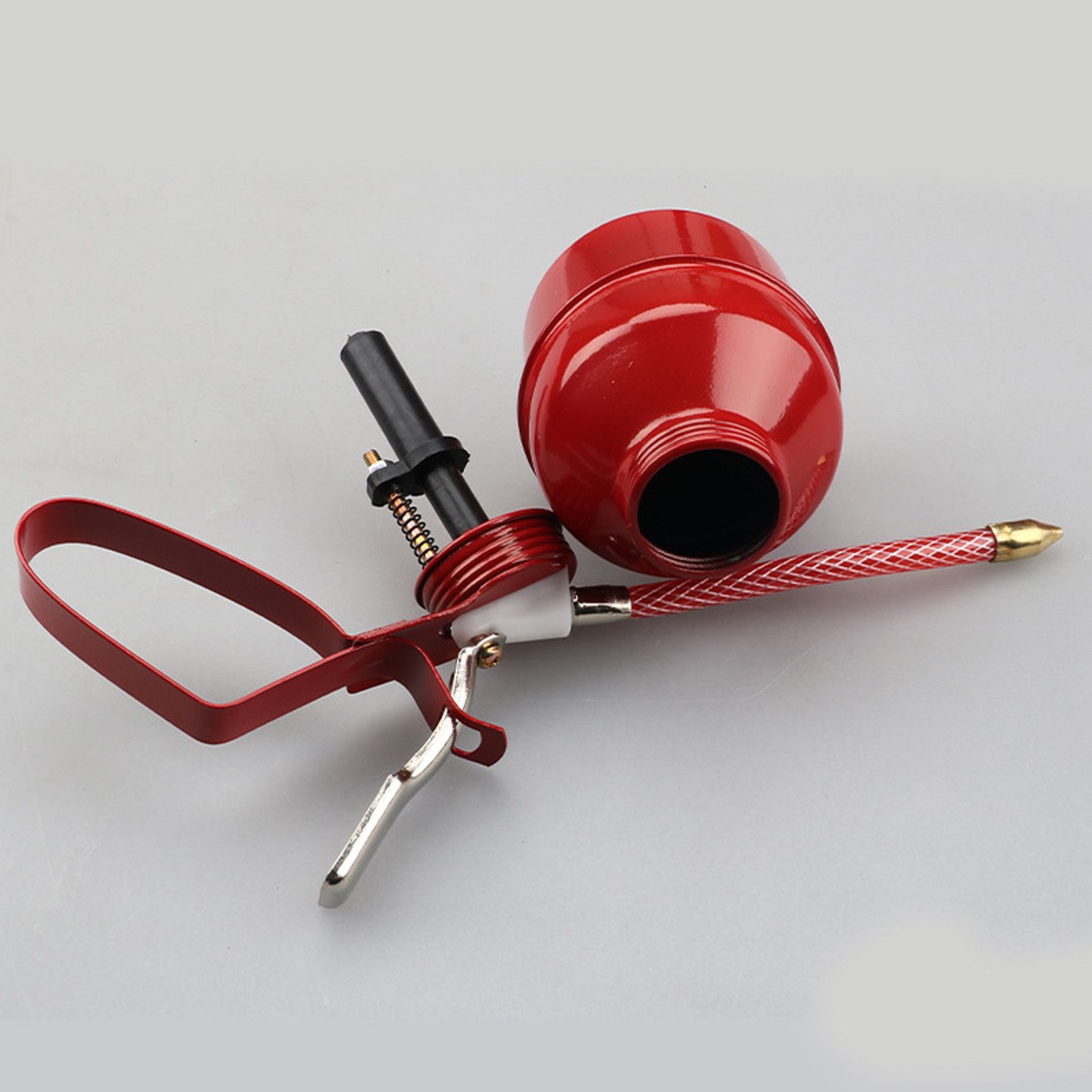 Manual Oiler Can Iron Red Lever Style Lubrication Oiling Can Flexible Hose Oil view 9