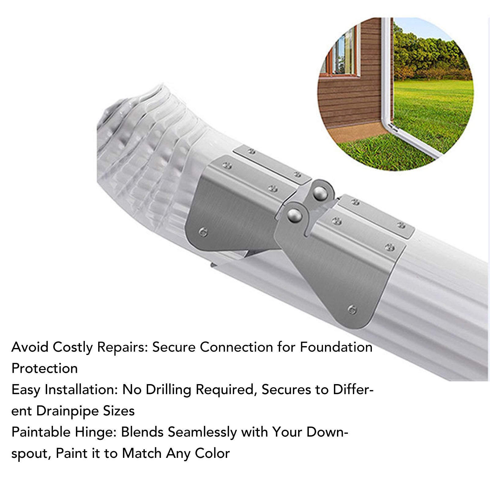 4PCS Gutter Downspout Extension Hinge Stainless Steel Flip Up Hinge for view 15
