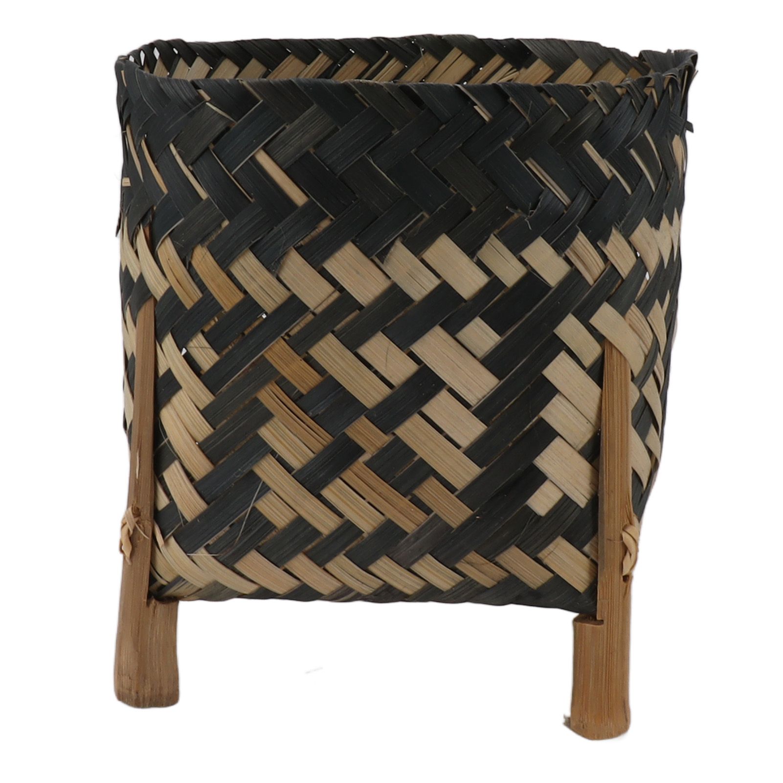 Plant Basket Northern Europe Style Bamboo Weaving Plant Pot Handwoven Indoor view 3