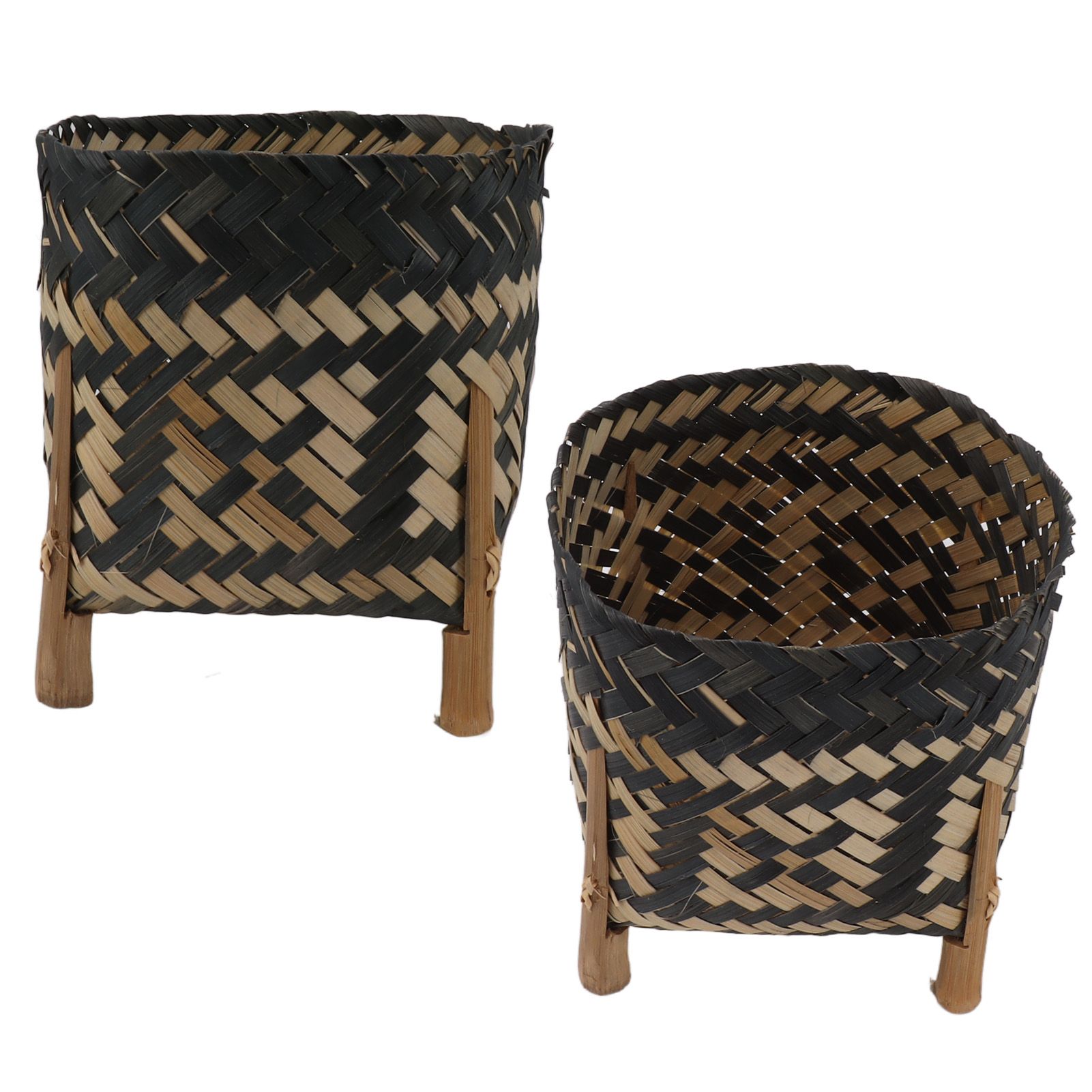 Plant Basket Northern Europe Style Bamboo Weaving Plant Pot Handwoven Indoor view 7