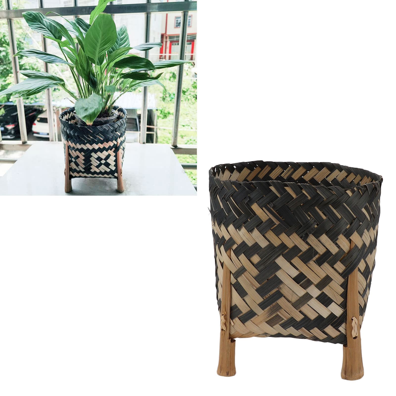 Plant Basket Northern Europe Style Bamboo Weaving Plant Pot Handwoven Indoor view 12