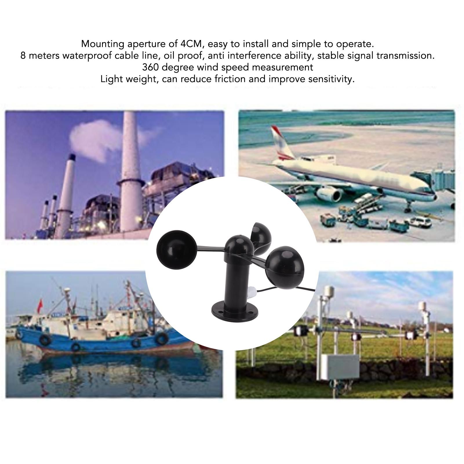 Anemometer Sensor Wind Speeds Cup with 8M Waterproof Cable 4cm Mounting Hole view 13