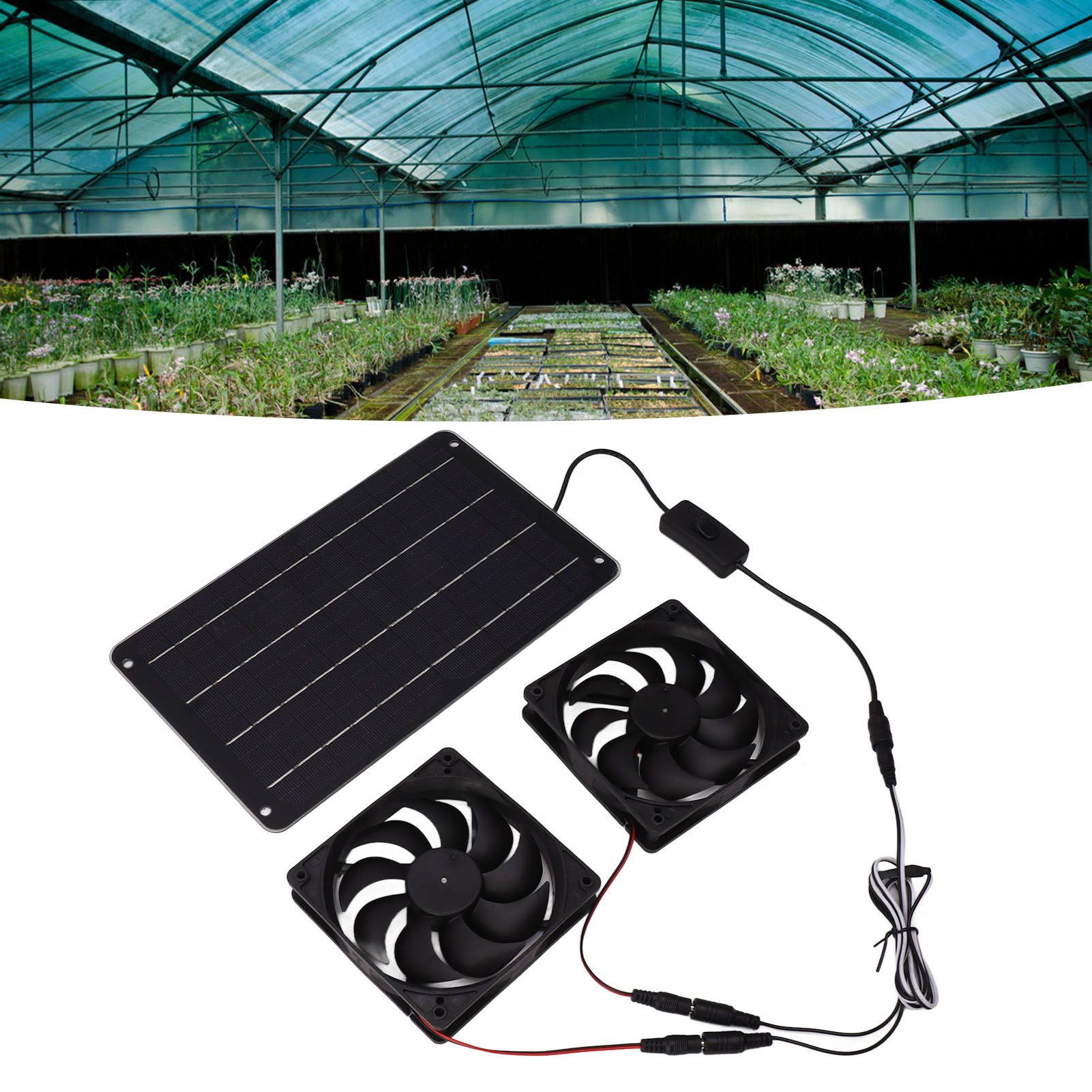 20W Solar Powered Dual Fan 12V Efficient Energy Saving Solar Panel Fan Kit view 12