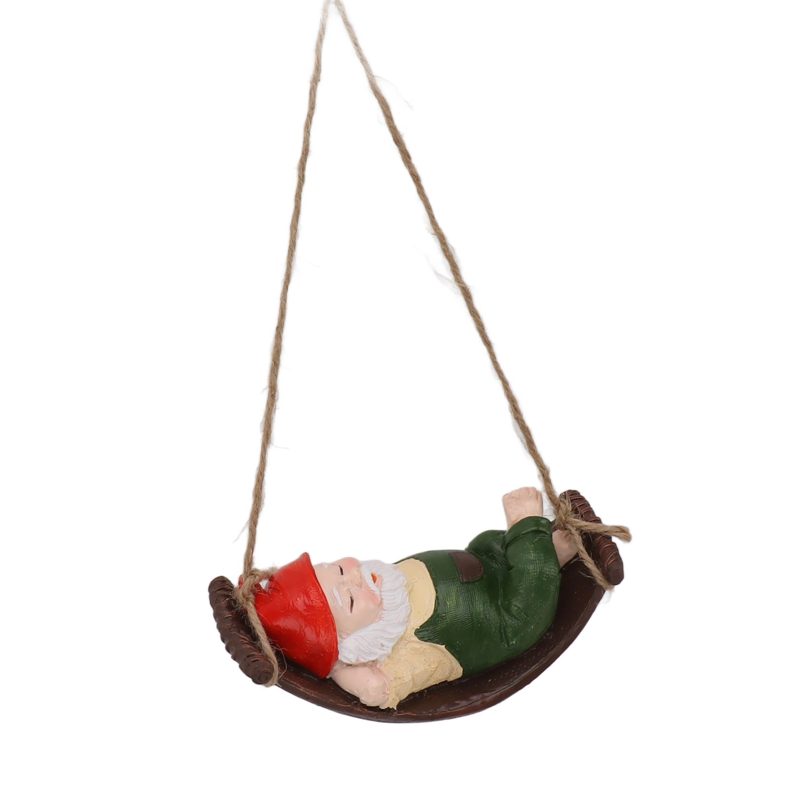 Dwarf Swing Sculpture Ornaments Resin and Twine Lovely 7.5in Resin Dwarf Swing view 2