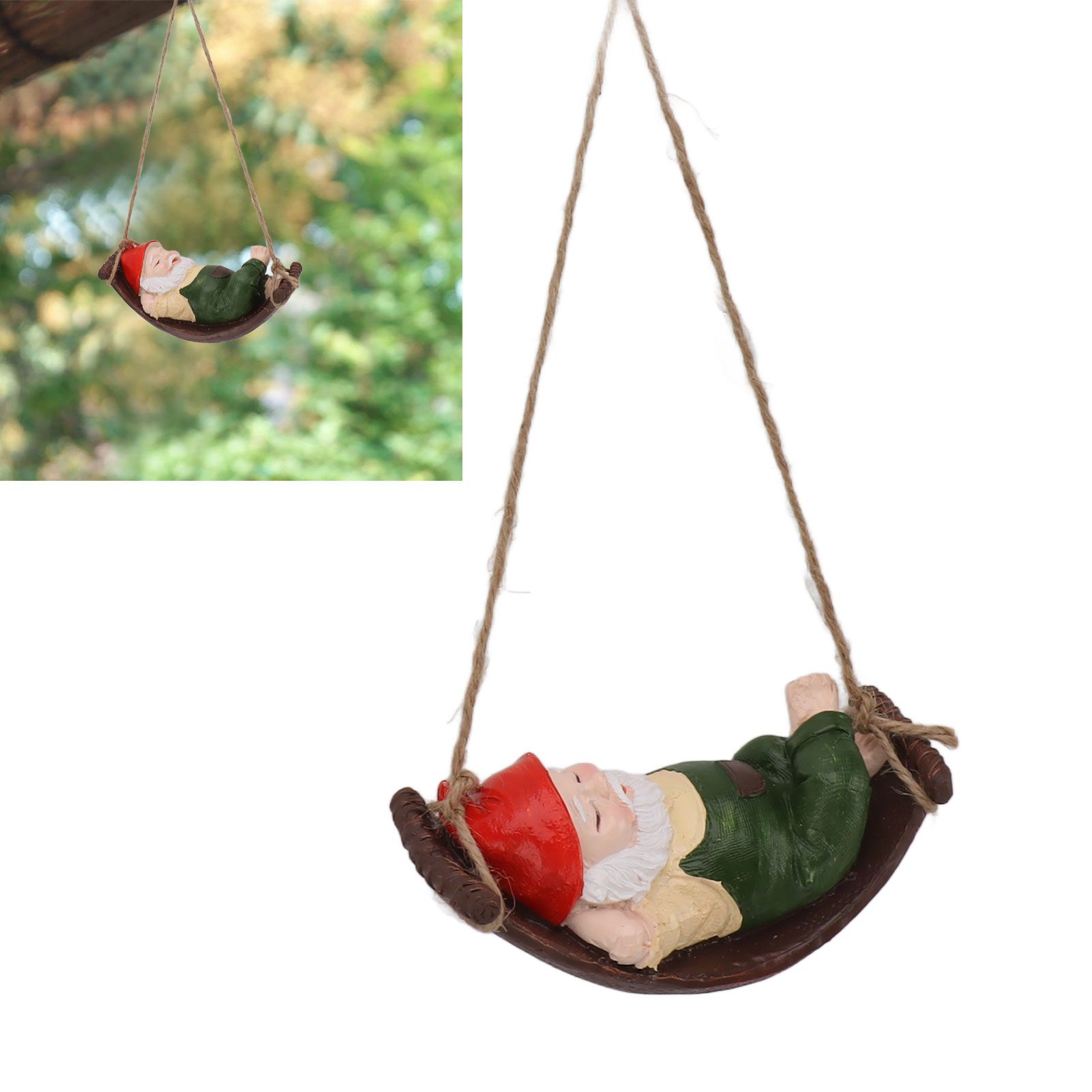 Dwarf Swing Sculpture Ornaments Resin and Twine Lovely 7.5in Resin Dwarf Swing view 11