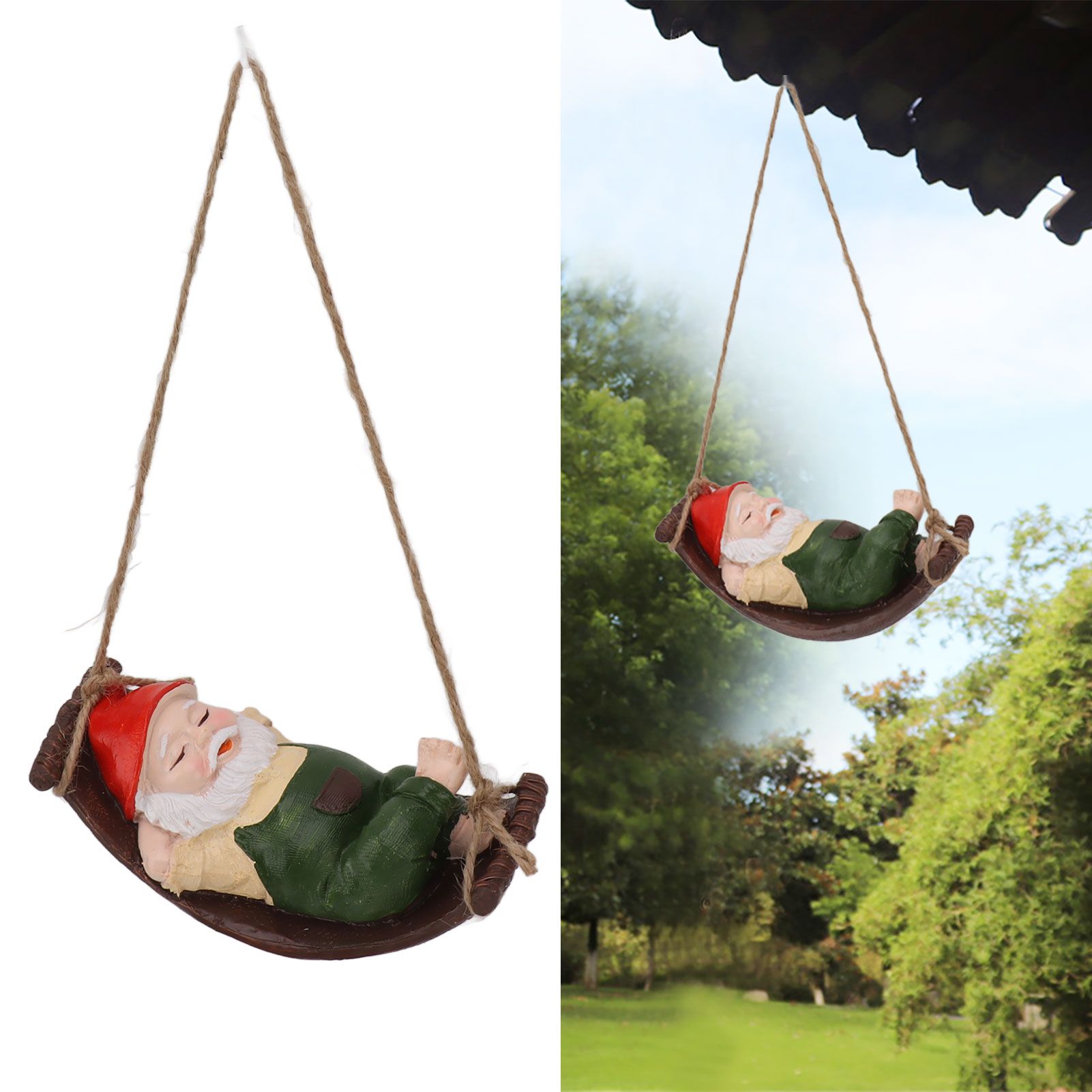 Dwarf Swing Sculpture Ornaments Resin and Twine Lovely 7.5in Resin Dwarf Swing view 12
