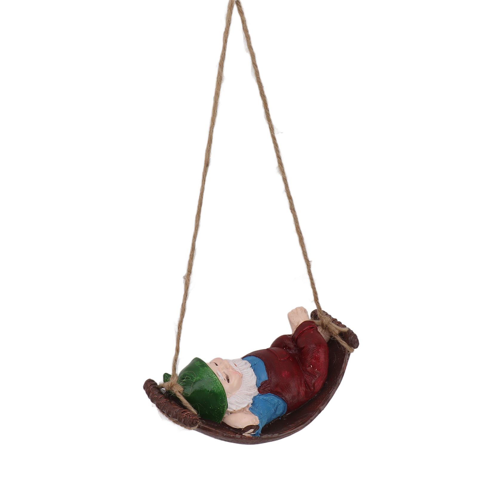 Dwarf Swing Sculpture Ornaments Resin and Twine Lovely 7.5in Resin Dwarf Swing view 2