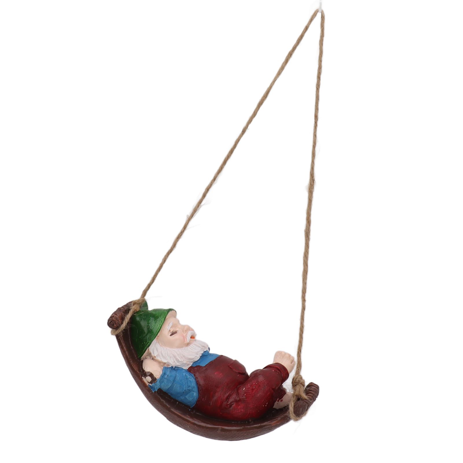 Dwarf Swing Sculpture Ornaments Resin and Twine Lovely 7.5in Resin Dwarf Swing view 3