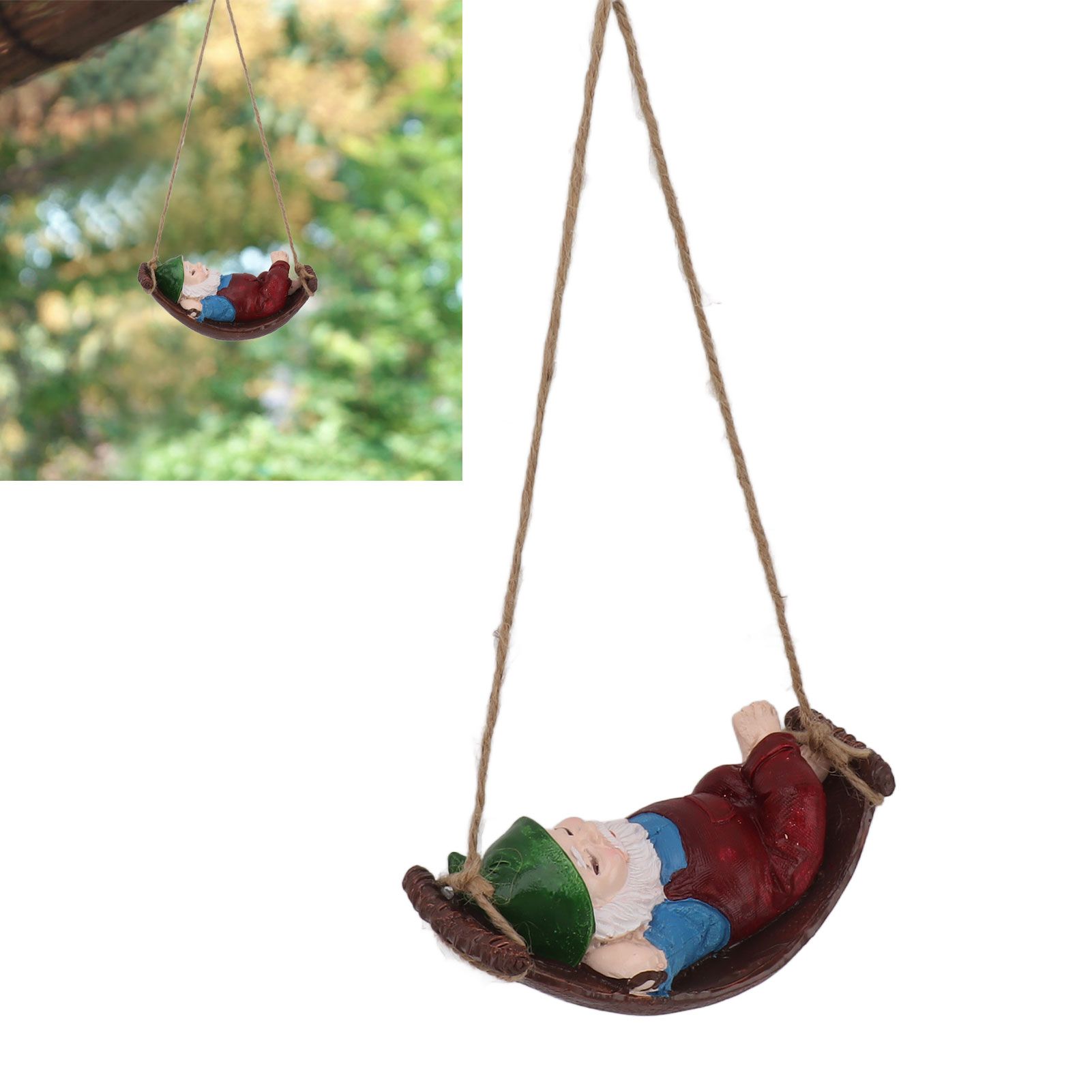 Dwarf Swing Sculpture Ornaments Resin and Twine Lovely 7.5in Resin Dwarf Swing view 11