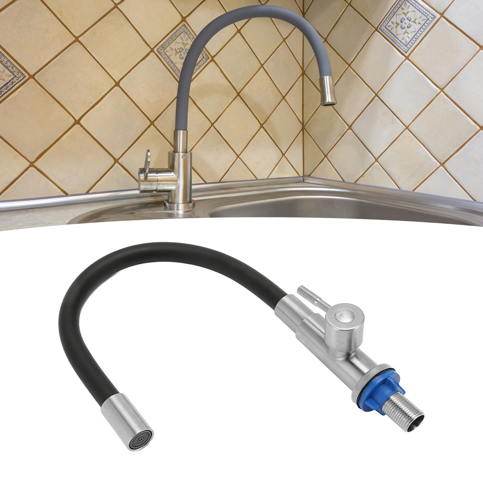 Domestic Kitchen Flexible Single Handle Dishwasher Faucet Basin Cold Water view 12