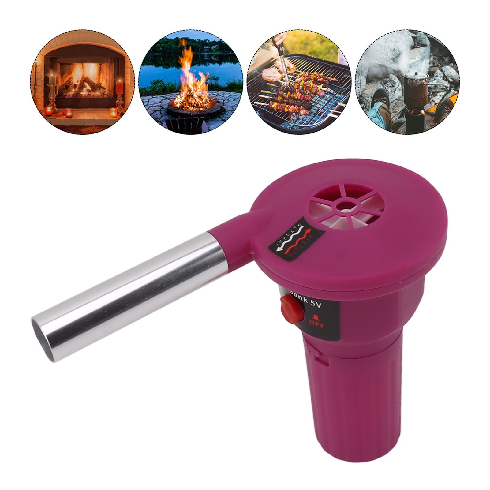5V Portable Handheld Electric BBQ Cooking Fan Blower with USB Cable for view 12