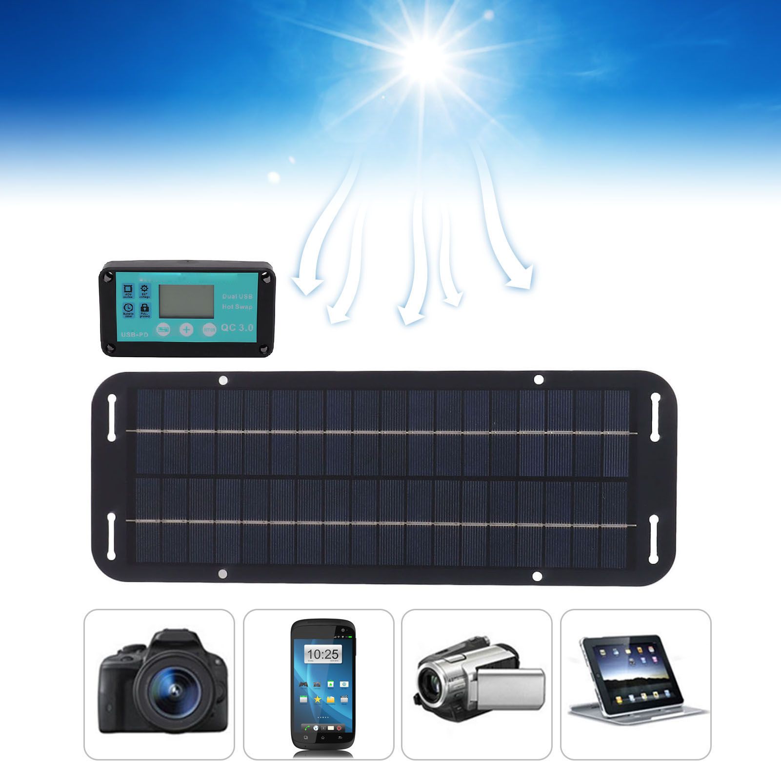 20W Solar Panel Black Solar Cell with Waterproof MPPT Controller for RV Home view 11